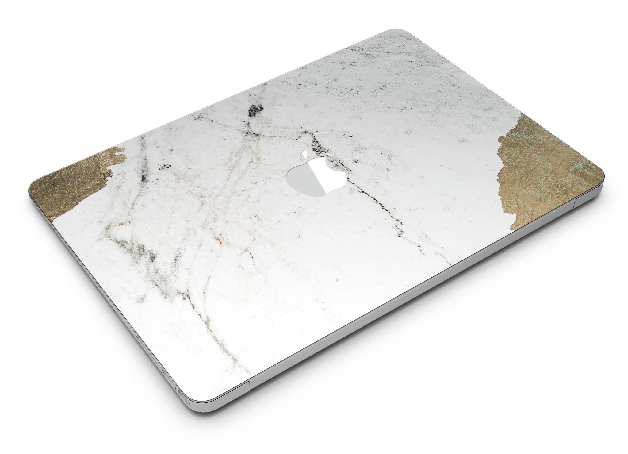 Gold Foiled Marble skin kit for MacBook Air, showcasing a stylish design with gold foil accents on a marble background.