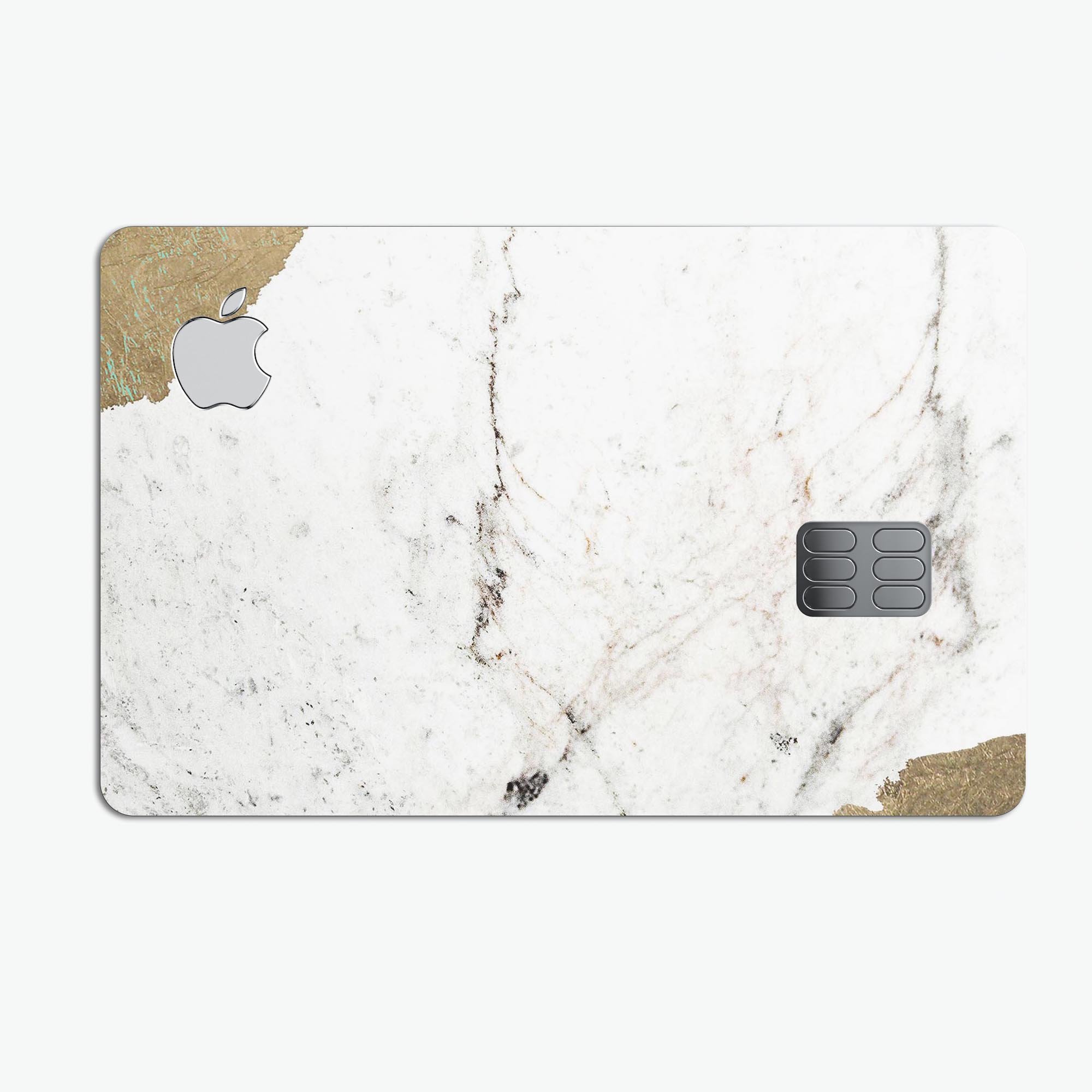 Gold Foiled Marble Premium Protective Decal Skin-Kit for Apple Card, showcasing a stylish design with a luxurious finish.