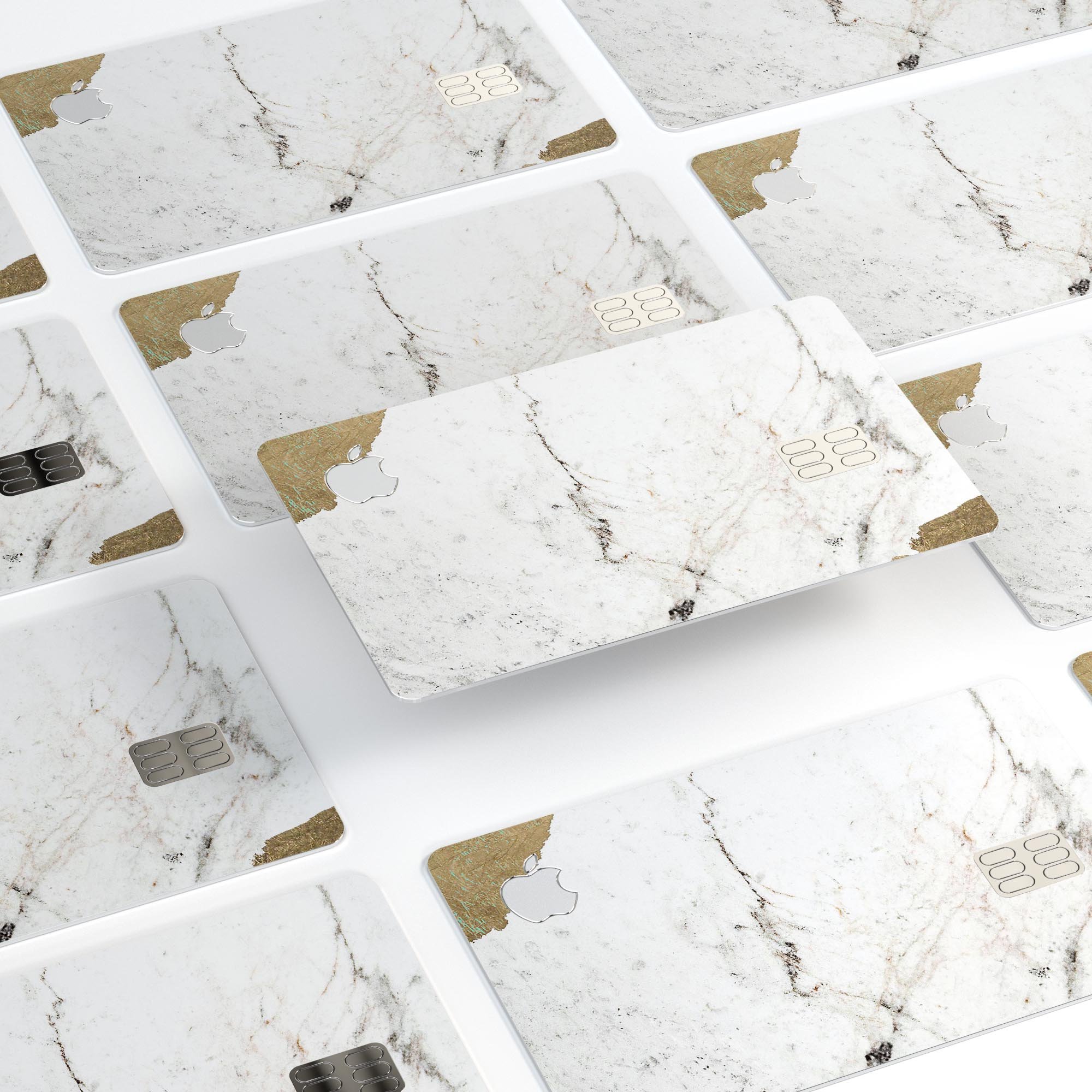 Gold Foiled Marble Premium Protective Decal Skin-Kit for Apple Card, showcasing a stylish design with a luxurious finish.