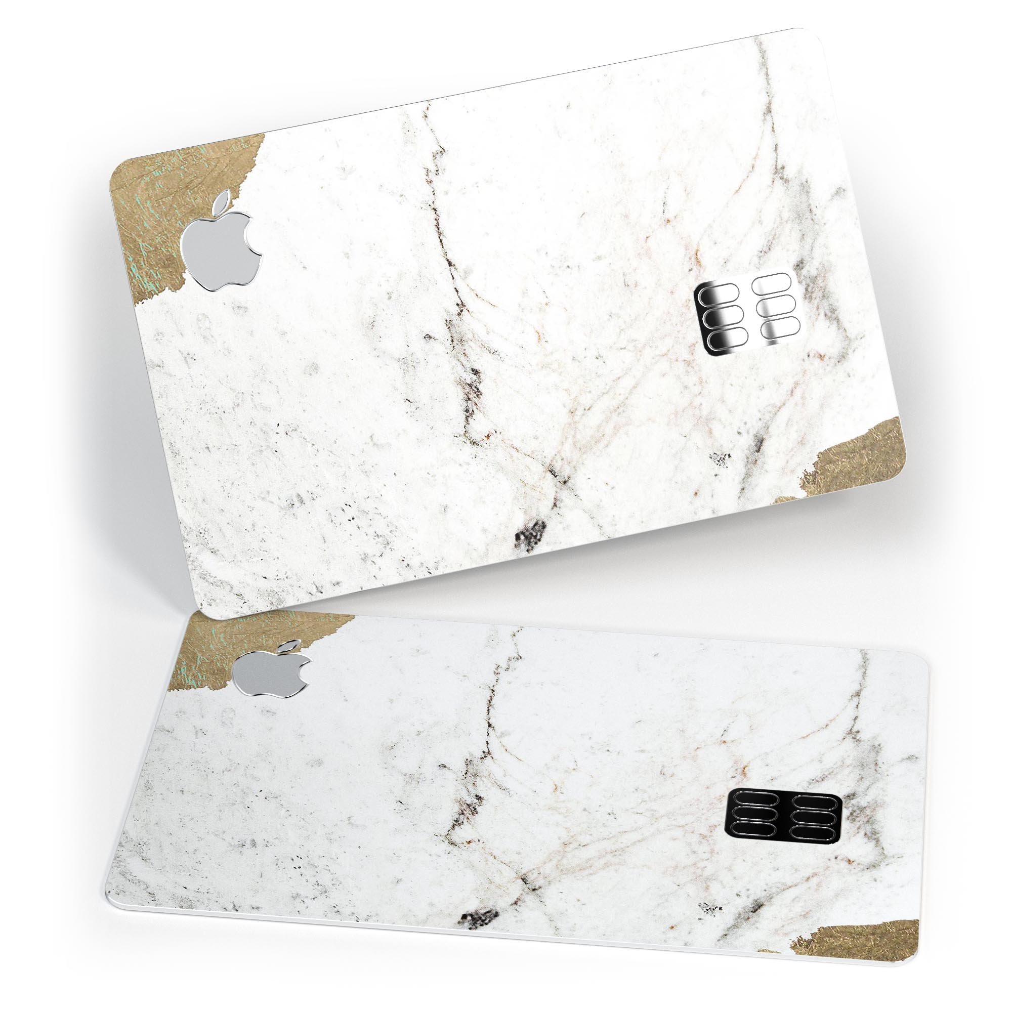 Gold Foiled Marble Premium Protective Decal Skin-Kit for Apple Card, showcasing a stylish design with a luxurious finish.