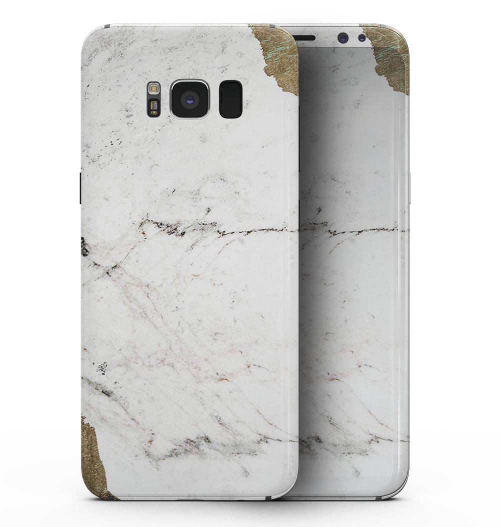 Gold Foiled Marble skin for Samsung Galaxy S8, showcasing a stylish design that protects the device.