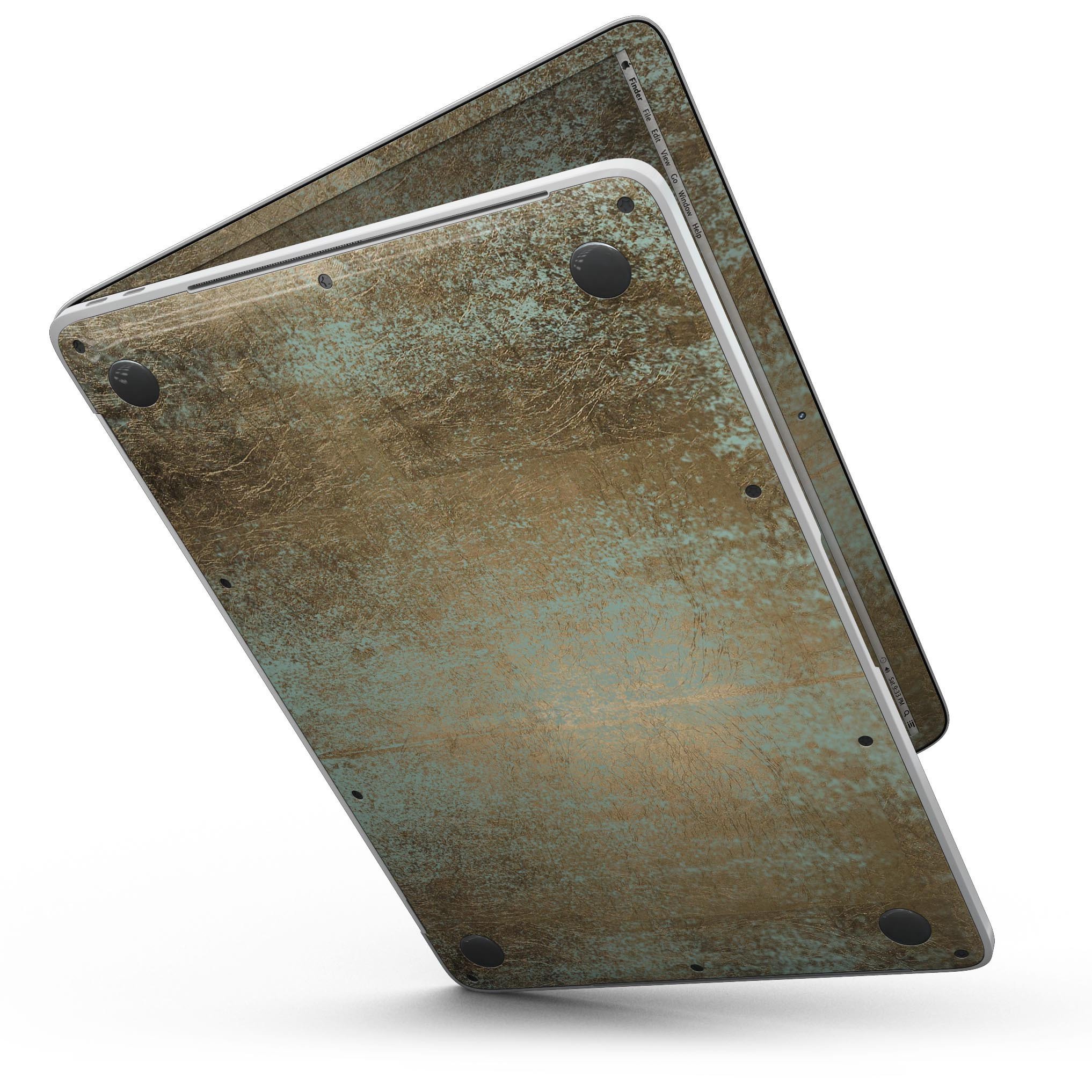 Gold Foiled Surface v1 Skin Kit for 13" MacBook Pro without Touch Bar, showcasing a stylish gold design on a sleek laptop.