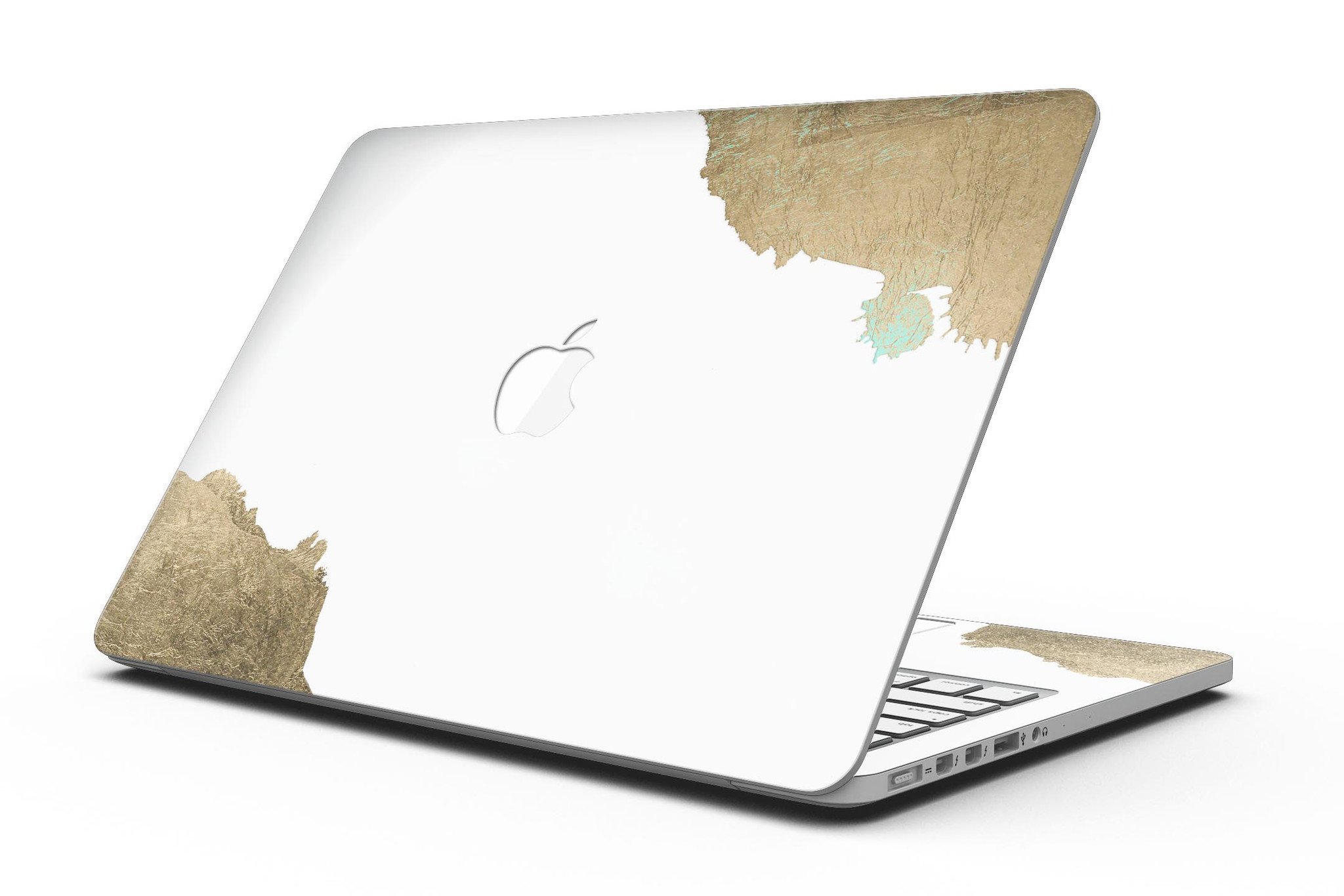 Gold Foiled White skin for MacBook Pro with Retina Display, showcasing a stylish design that offers full coverage and protection.