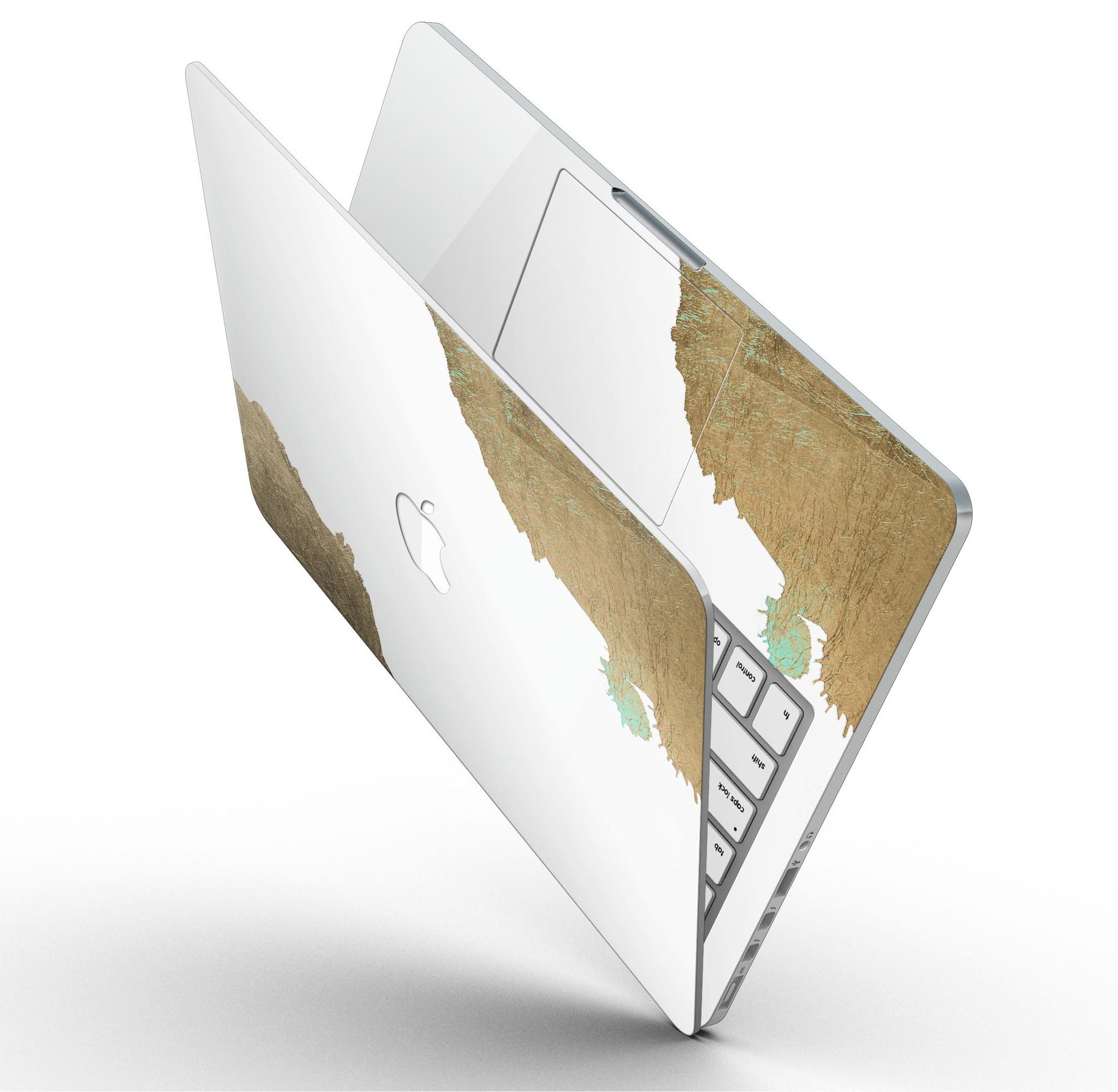 Gold Foiled White skin for MacBook Pro with Retina Display, showcasing a stylish design that offers full coverage and protection.