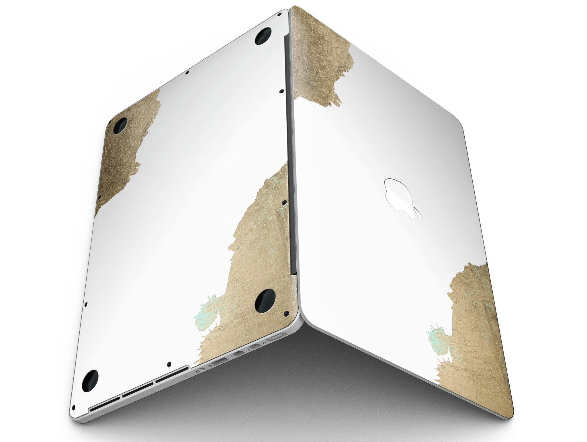 Gold Foiled White skin for MacBook Pro with Retina Display, showcasing a stylish design that offers full coverage and protection.