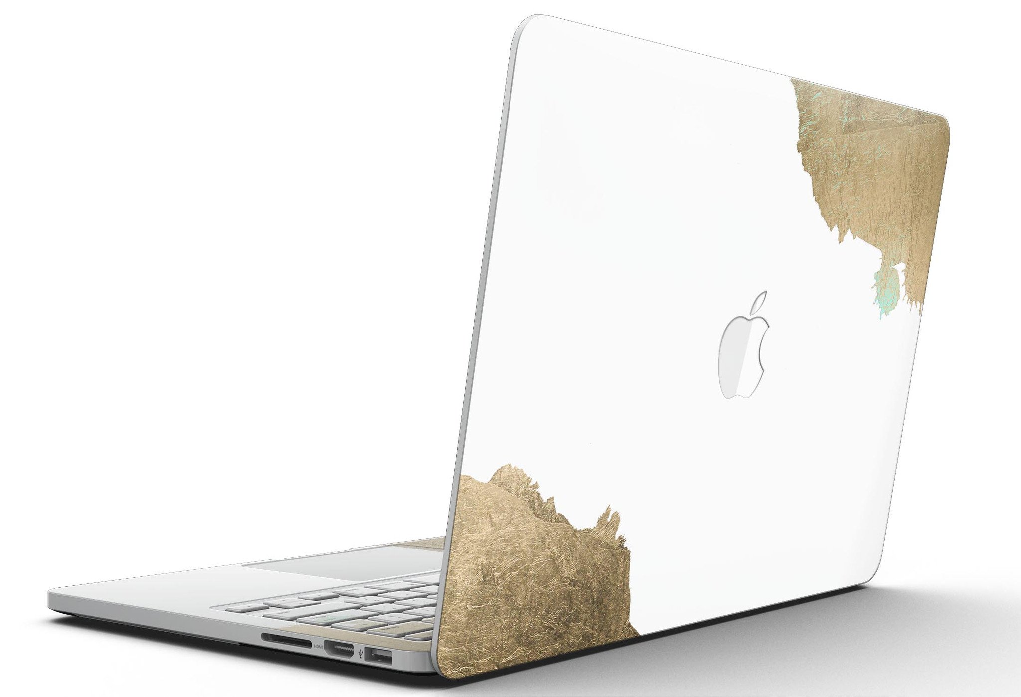 Gold Foiled White skin for MacBook Pro with Retina Display, showcasing a stylish design that offers full coverage and protection.