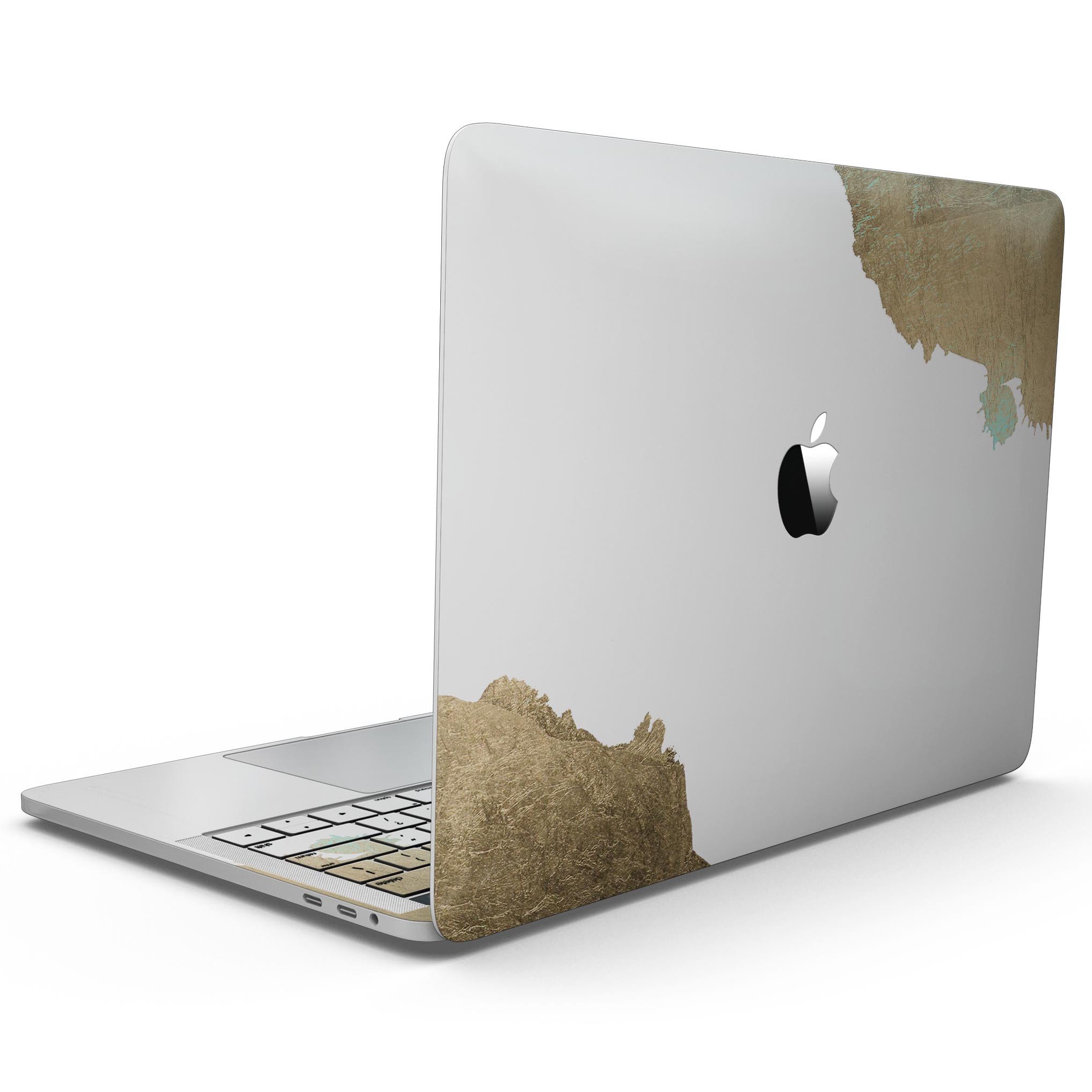 Gold Foiled White v1 skin kit for MacBook Pro with Touch Bar, showcasing a stylish design and premium vinyl material.