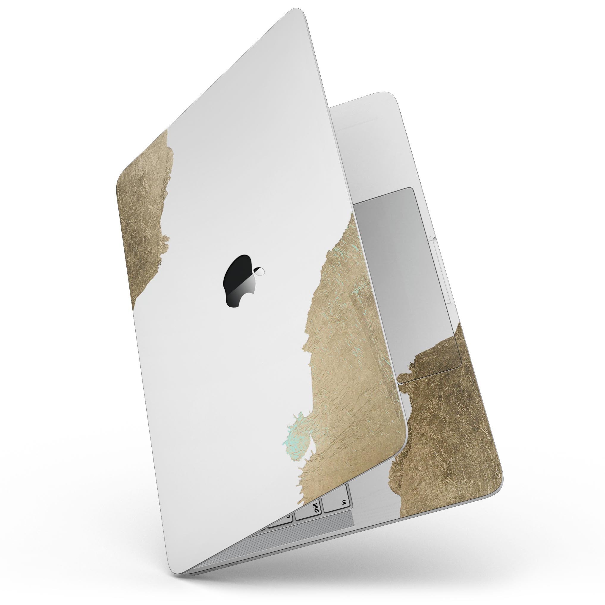 Gold Foiled White v1 skin kit for MacBook Pro with Touch Bar, showcasing a stylish design and premium vinyl material.