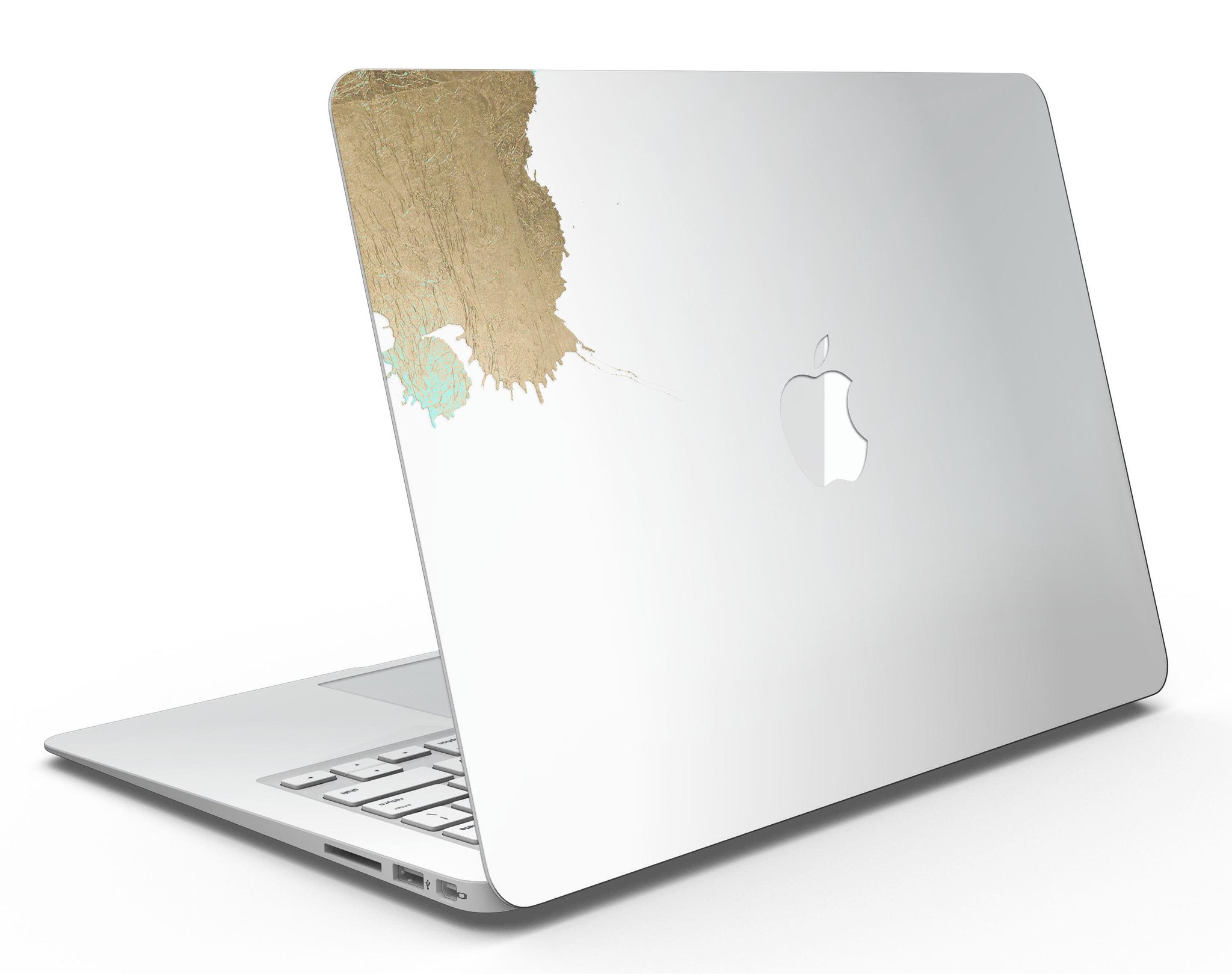 Gold Foiled White v2 MacBook Air Skin Kit showcasing a stylish design with premium vinyl finish.