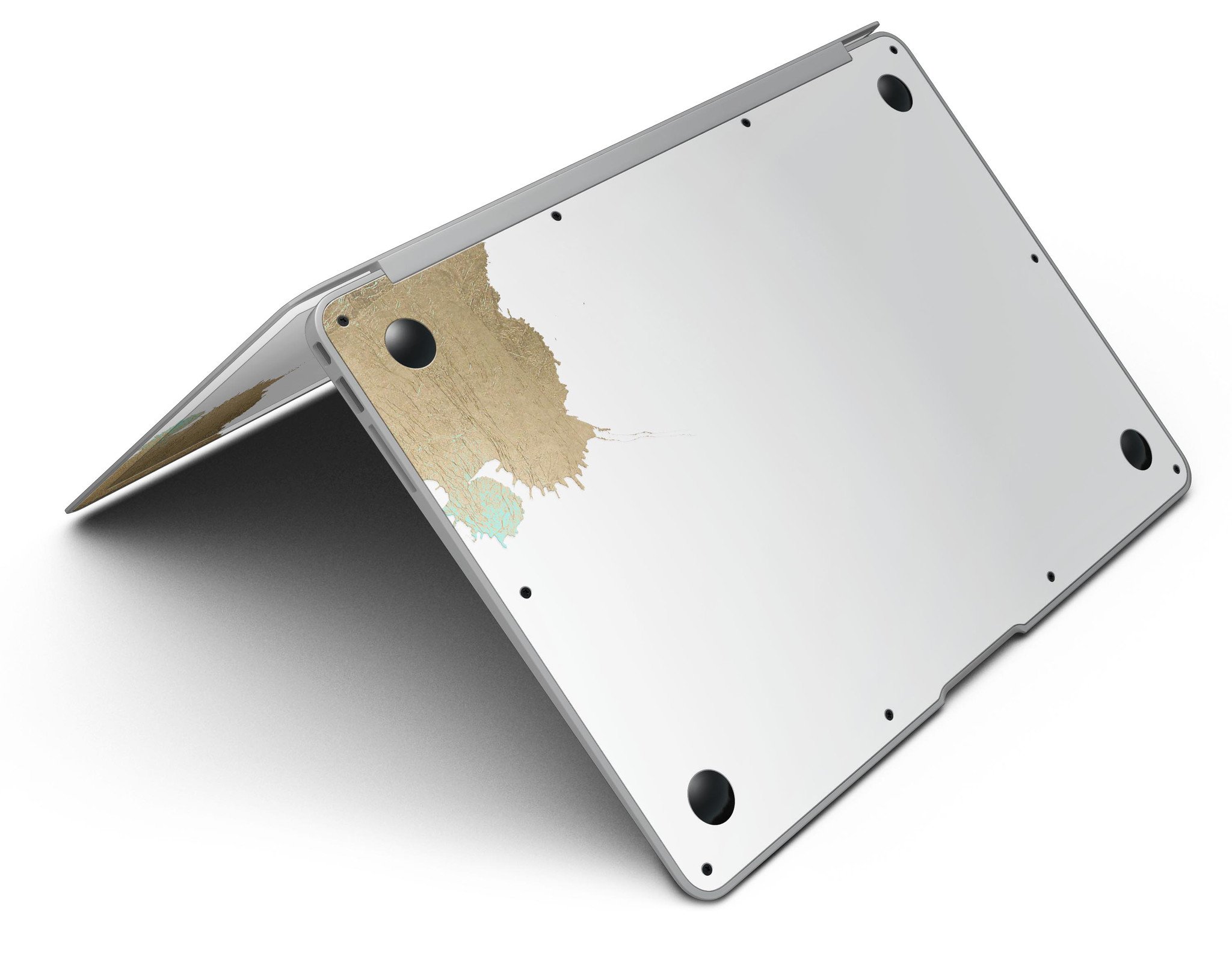 Gold Foiled White v2 MacBook Air Skin Kit showcasing a stylish design with premium vinyl finish.