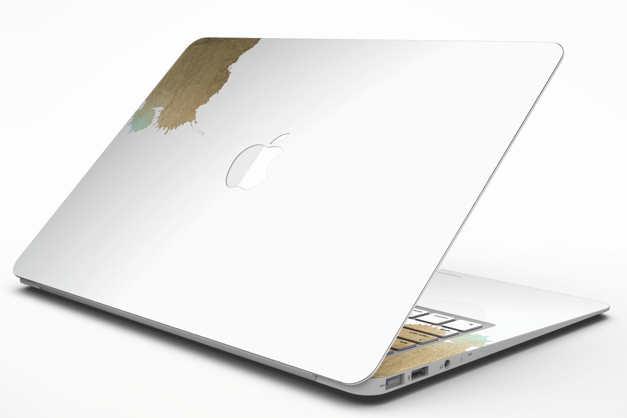 Gold Foiled White v2 MacBook Air Skin Kit showcasing a stylish design with premium vinyl finish.