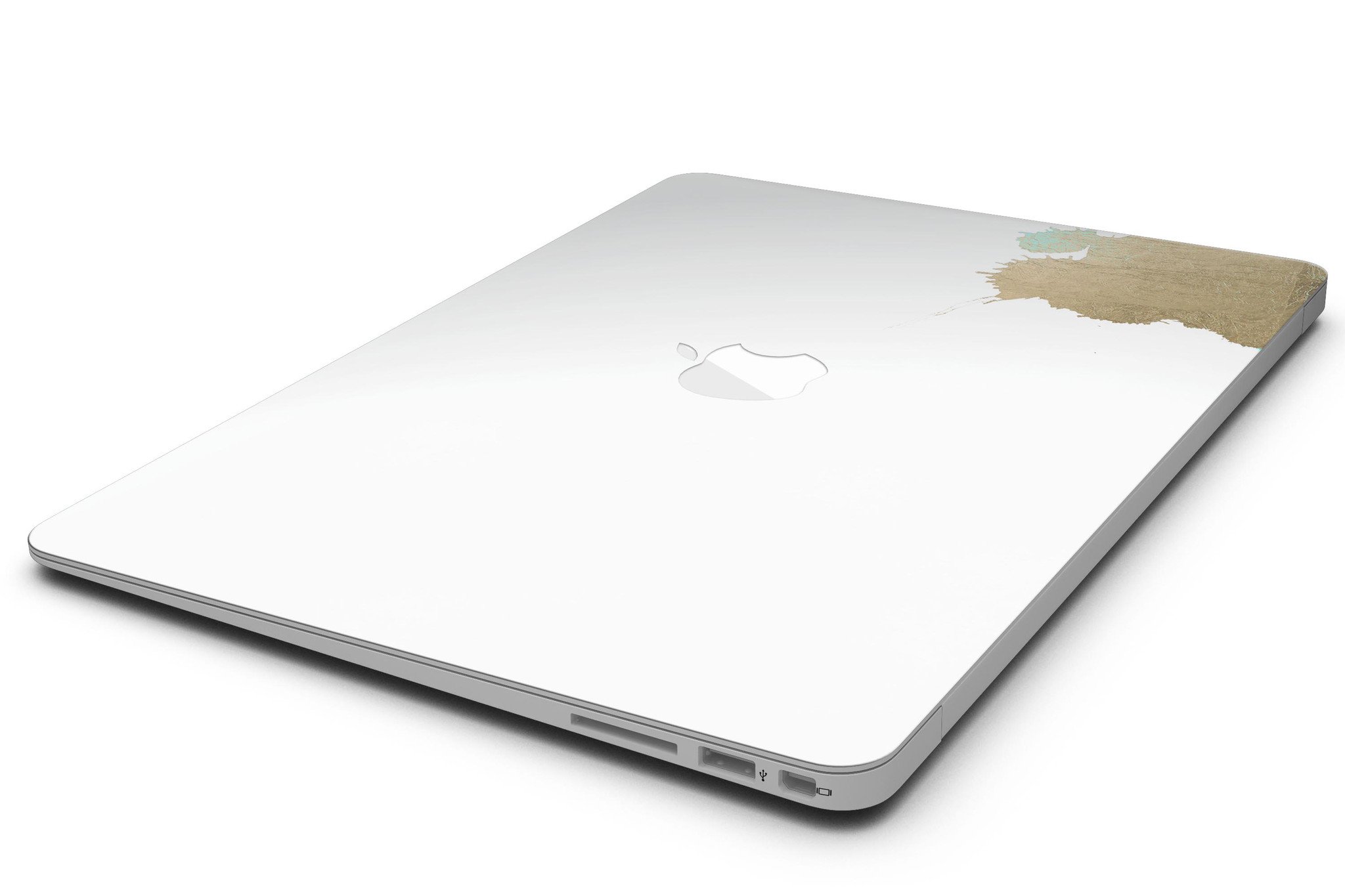 Gold Foiled White v2 MacBook Air Skin Kit showcasing a stylish design with premium vinyl finish.