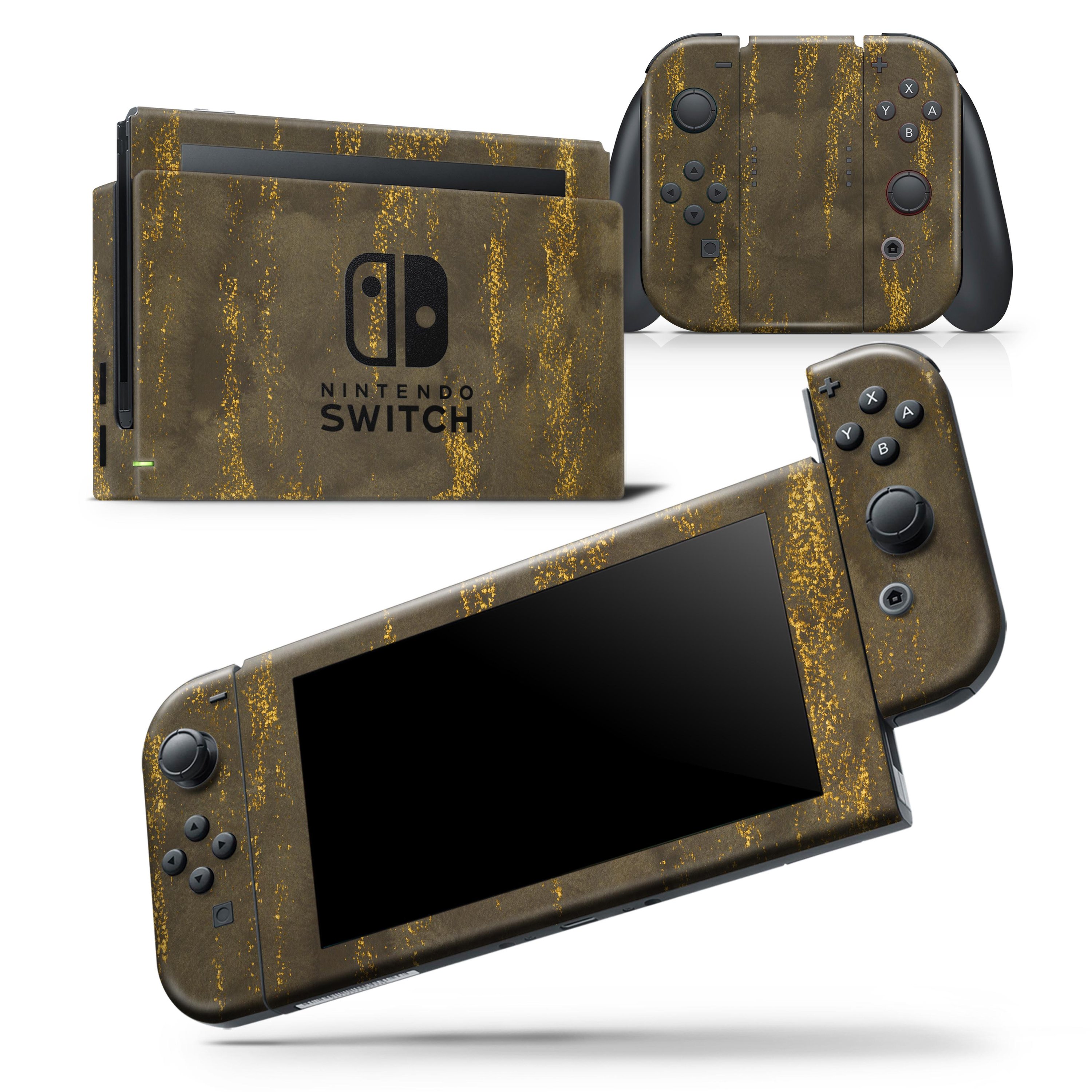 Gold Icicles skin wrap decal for Nintendo Switch Lite, showcasing a unique design over a dark fog background.