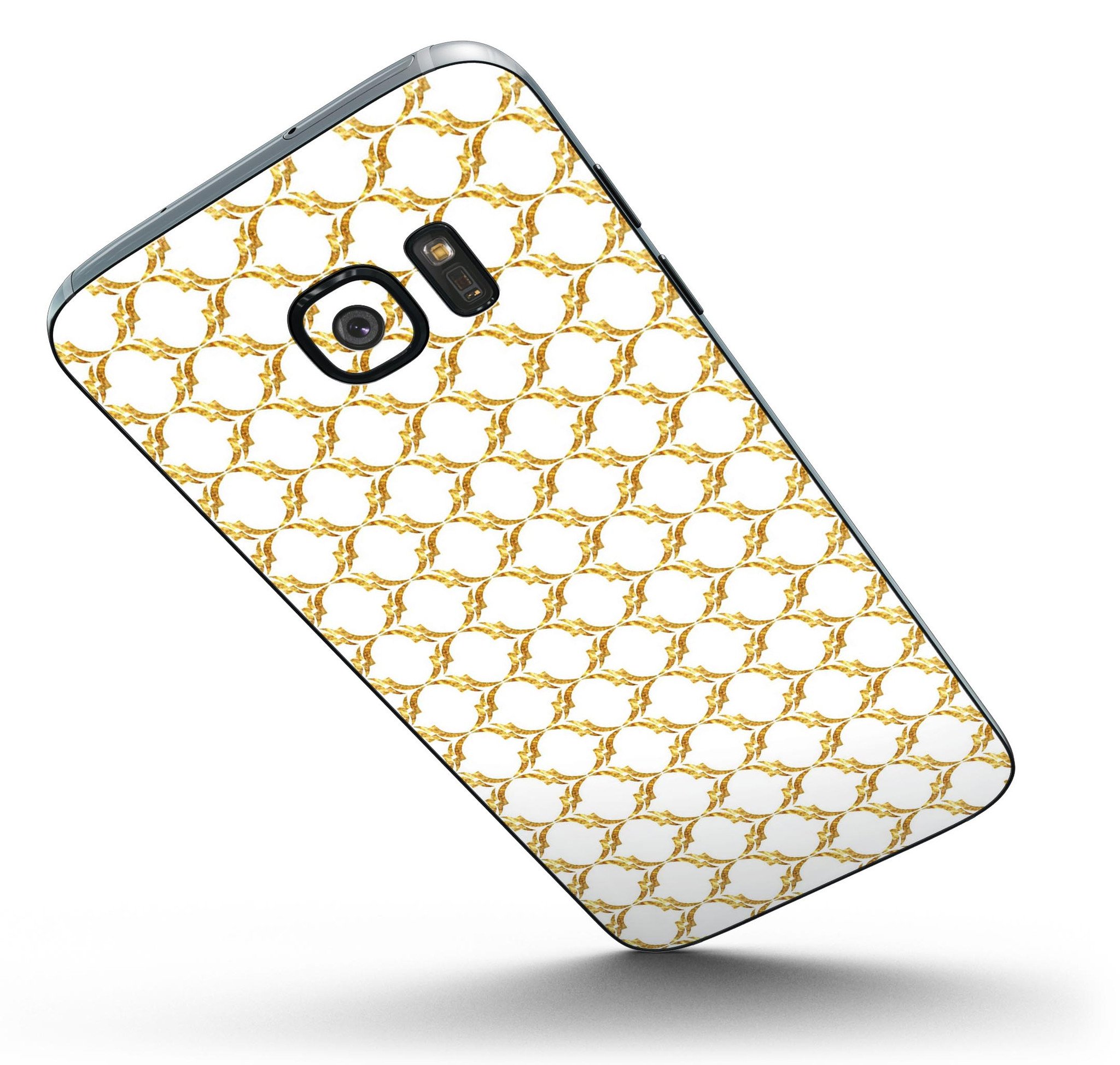 Gold Moroccan v3 Full Body Skin-Kit for Samsung Galaxy S7 and S7 Edge, showcasing its stylish design and premium vinyl material.