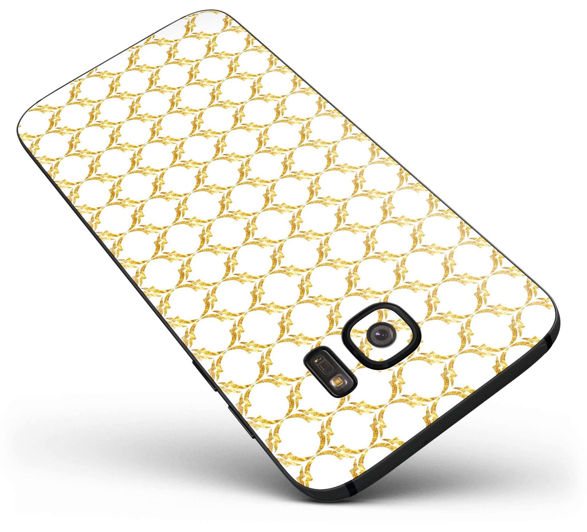 Gold Moroccan v3 Full Body Skin-Kit for Samsung Galaxy S7 and S7 Edge, showcasing its stylish design and premium vinyl material.