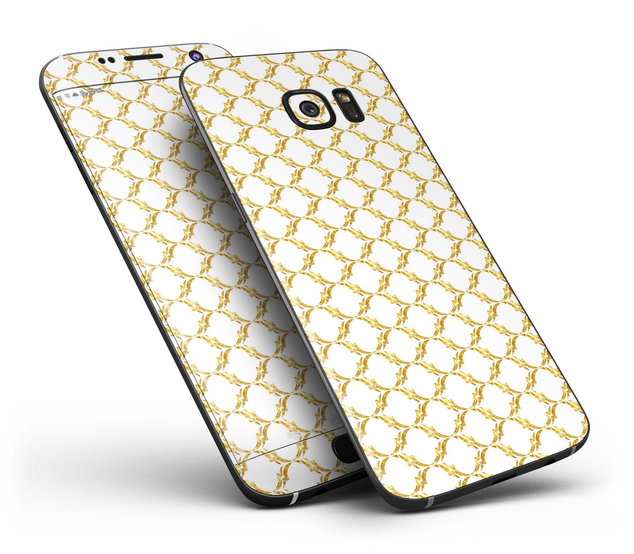 Gold Moroccan v3 Full Body Skin-Kit for Samsung Galaxy S7 and S7 Edge, showcasing its stylish design and premium vinyl material.