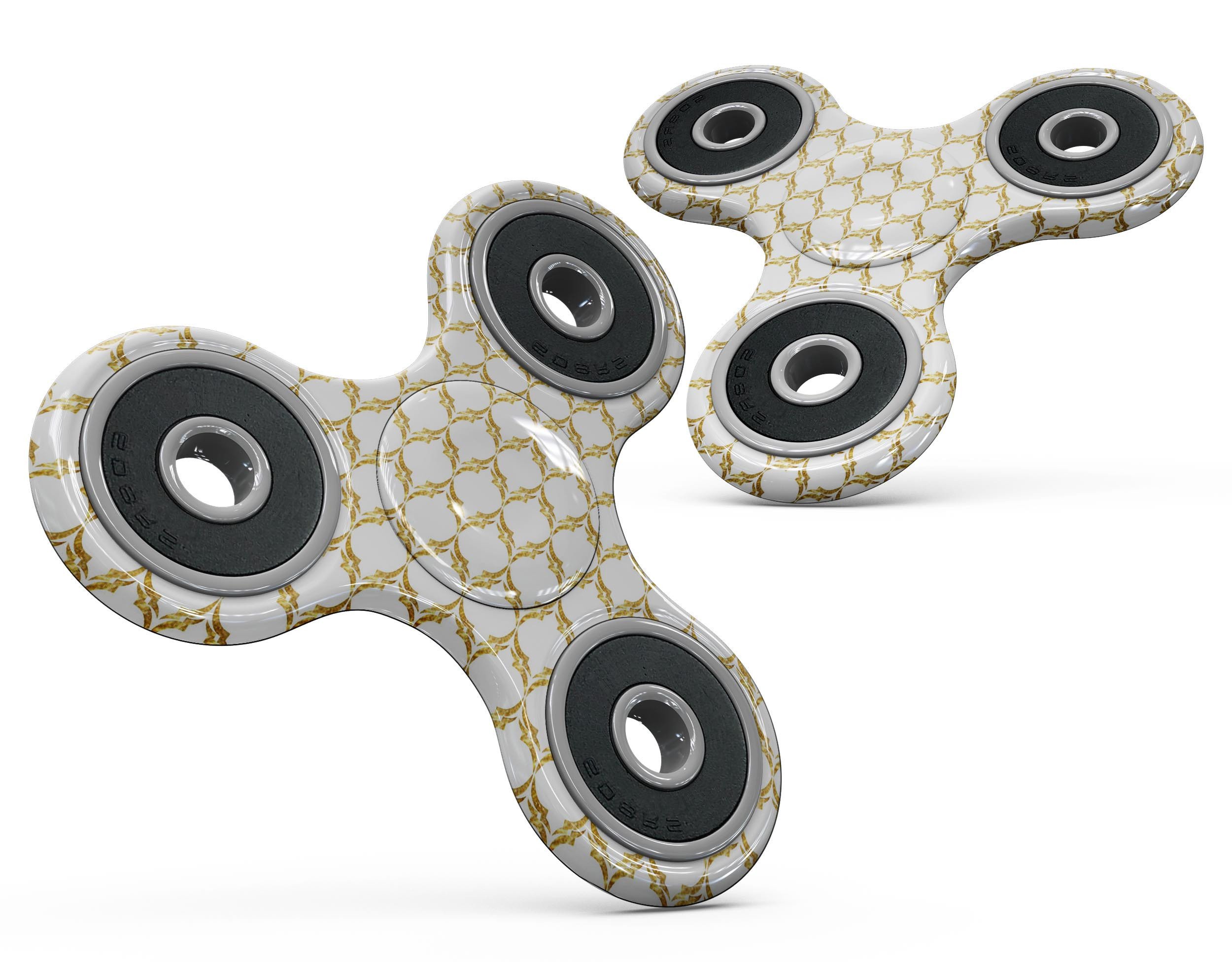 Gold Moroccan v3 Full-Body Fidget Spinner Skin-Kit showcasing intricate patterns and vibrant colors on premium vinyl.