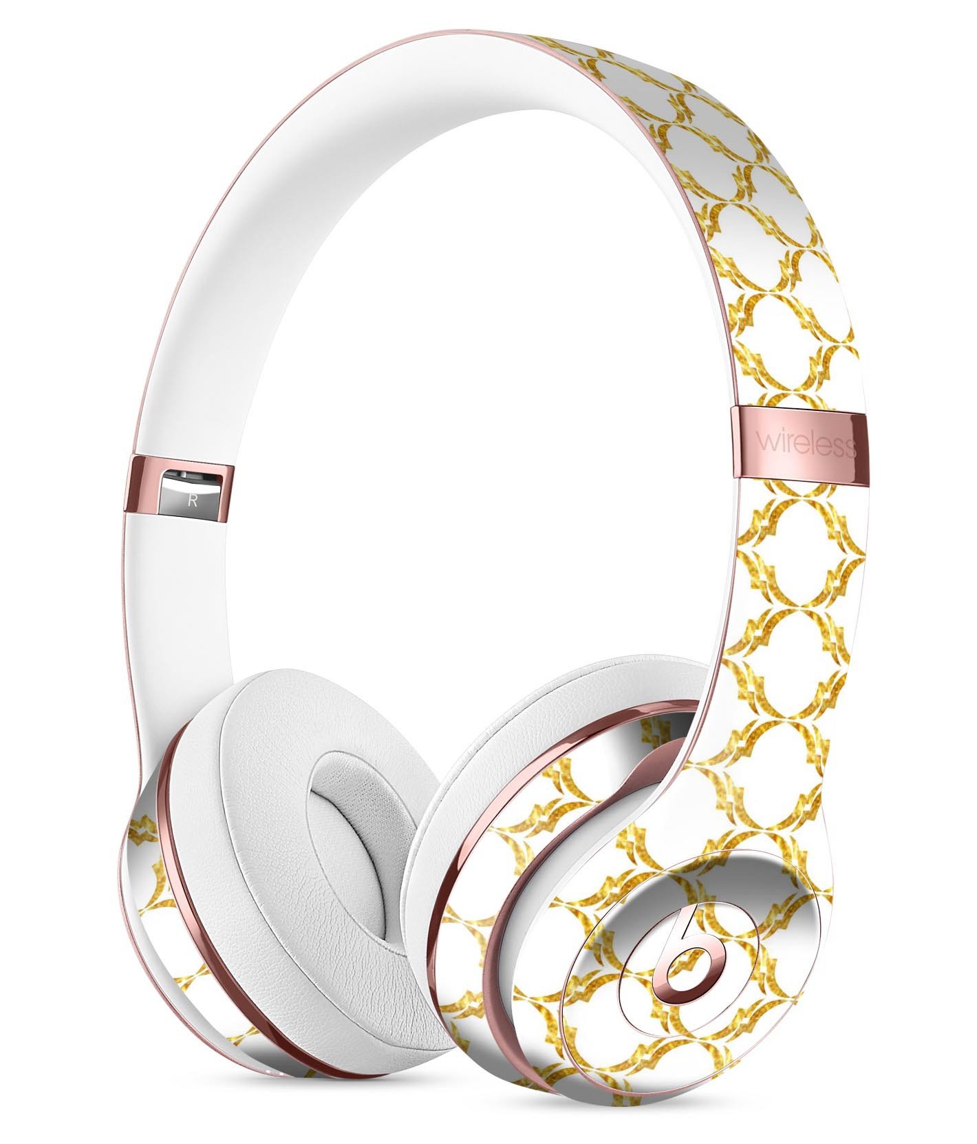 Gold Moroccan v3 Full-Body Skin Kit for Beats by Dre Solo 3, showcasing intricate design and premium vinyl material.