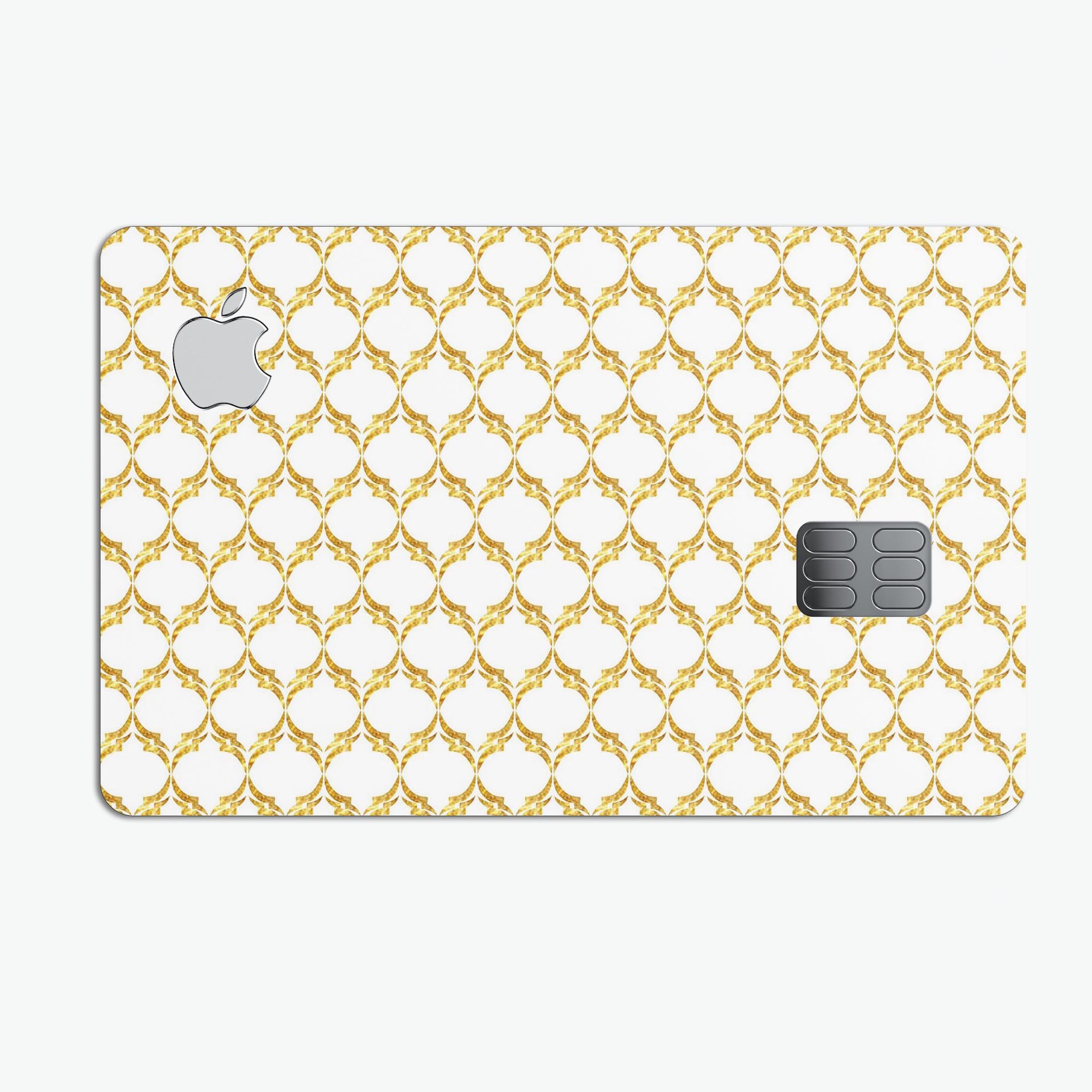 Gold Moroccan v3 decal skin-kit for Apple Card, showcasing premium vinyl design and finishes.