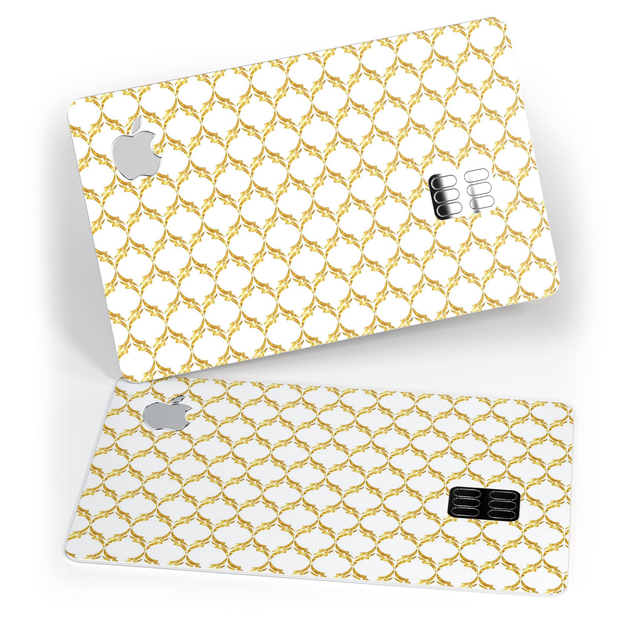 Gold Moroccan v3 decal skin-kit for Apple Card, showcasing premium vinyl design and finishes.