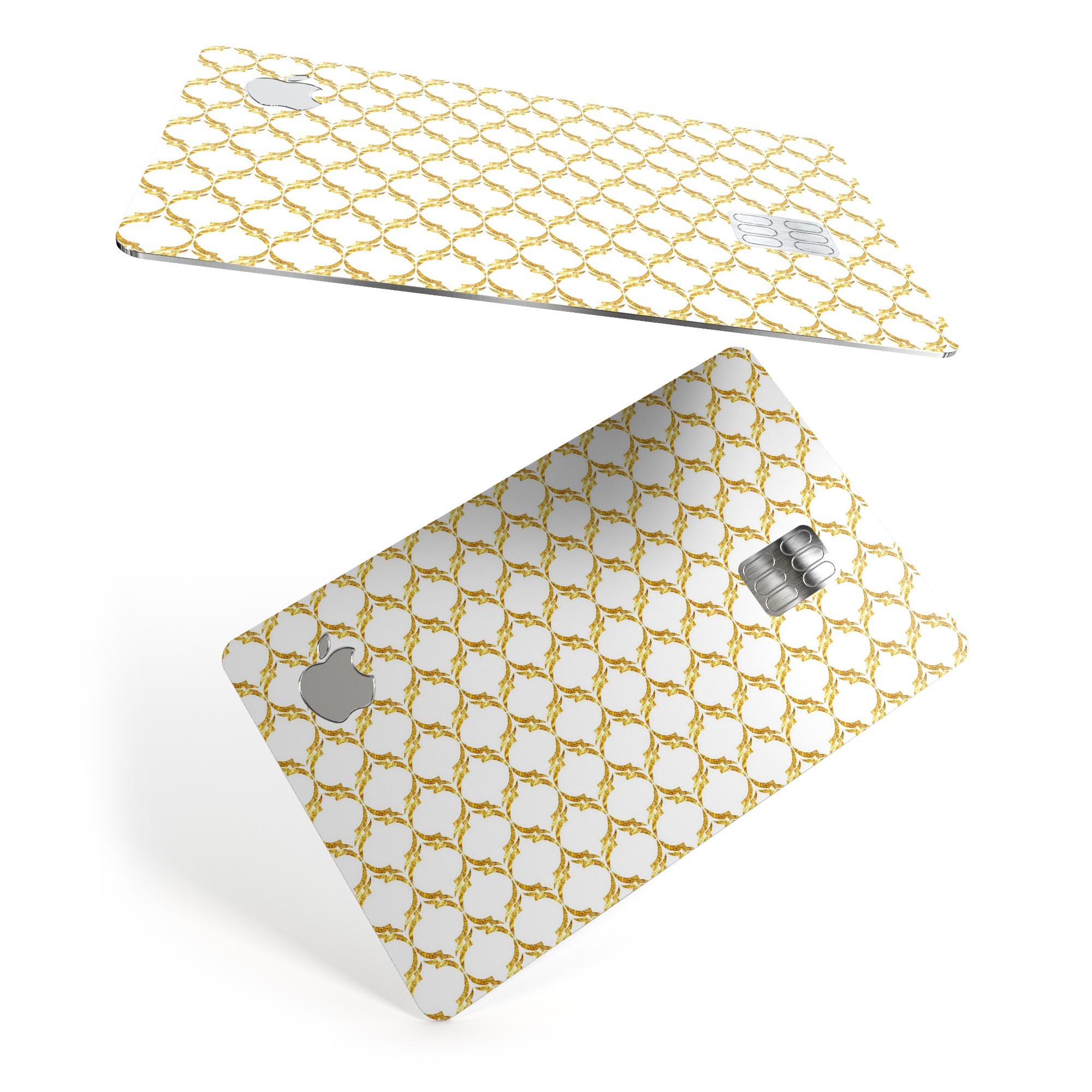 Gold Moroccan v3 decal skin-kit for Apple Card, showcasing premium vinyl design and finishes.