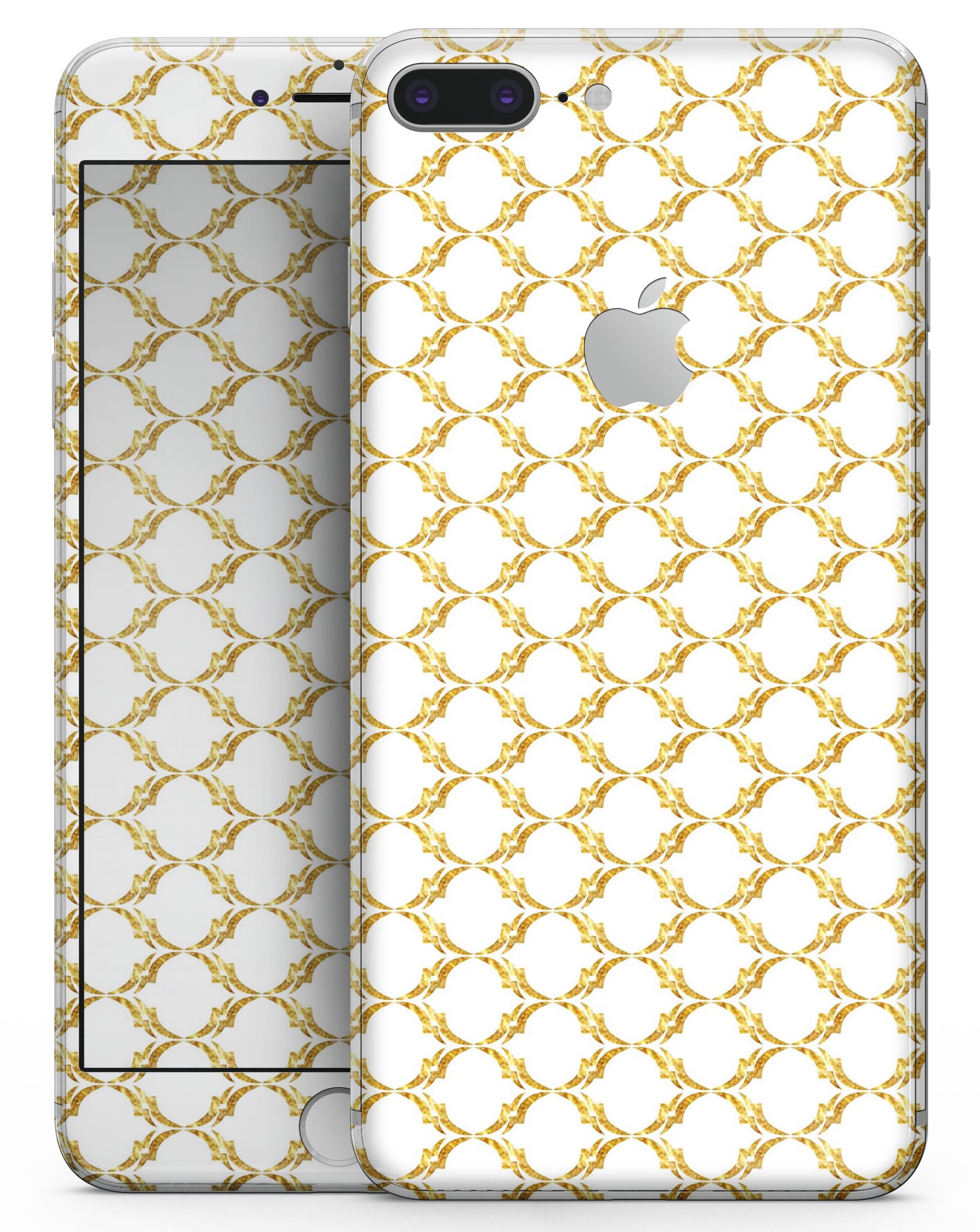 Gold Moroccan v3 skin for iPhone 8 and 8 Plus, showcasing a stylish design with premium vinyl finish.