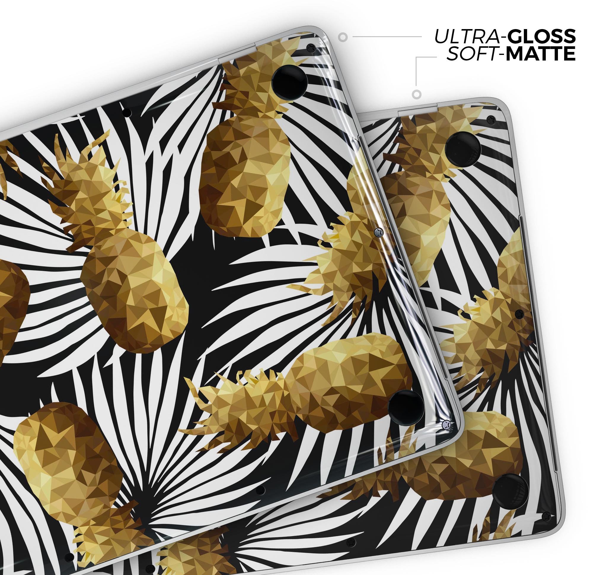 Gold Pineapple Express skin decal wrap kit for Apple MacBook, showcasing vibrant design and premium vinyl material.