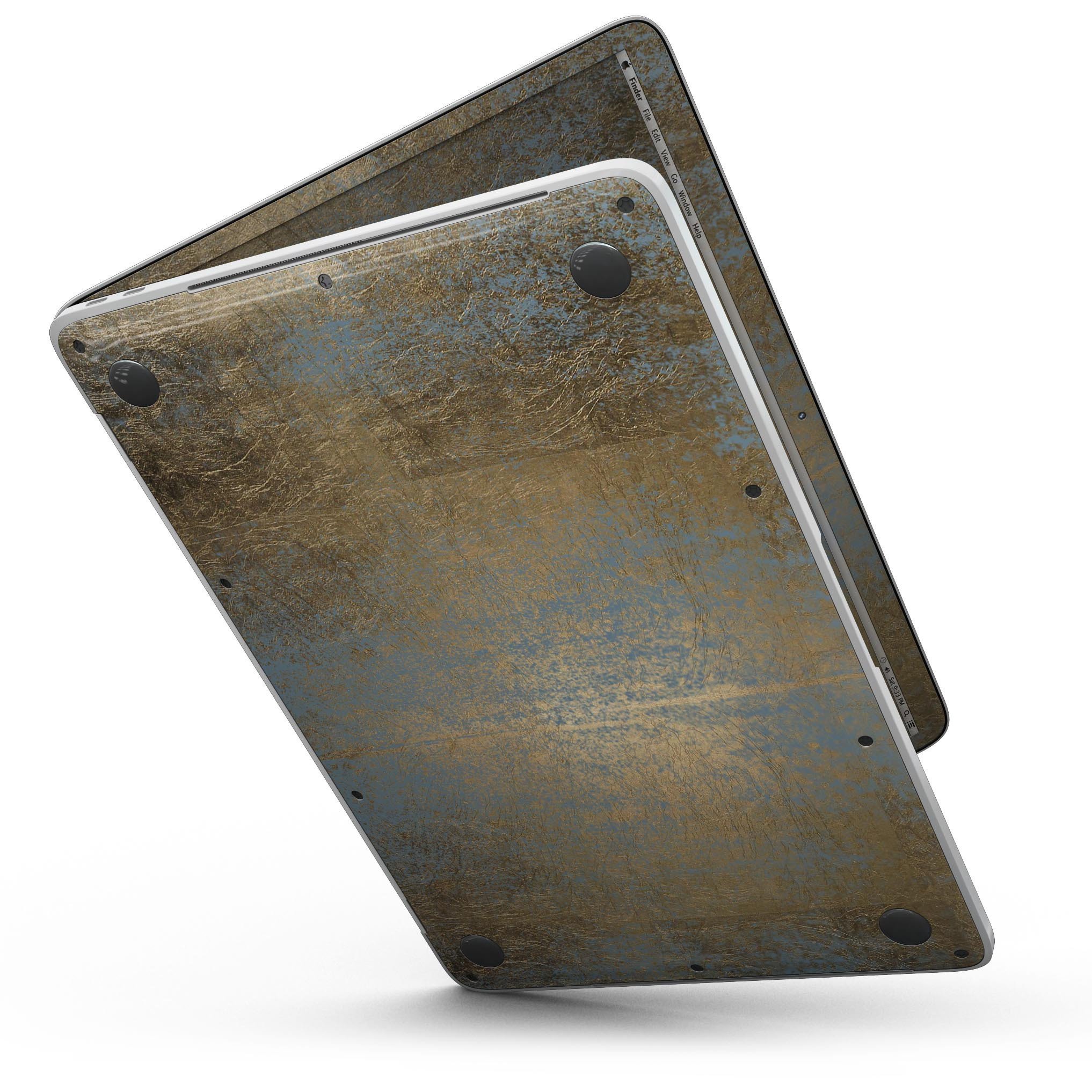 Gold Scratched Foil skin for 13" MacBook Pro without Touch Bar, showcasing a stylish design that protects the device.