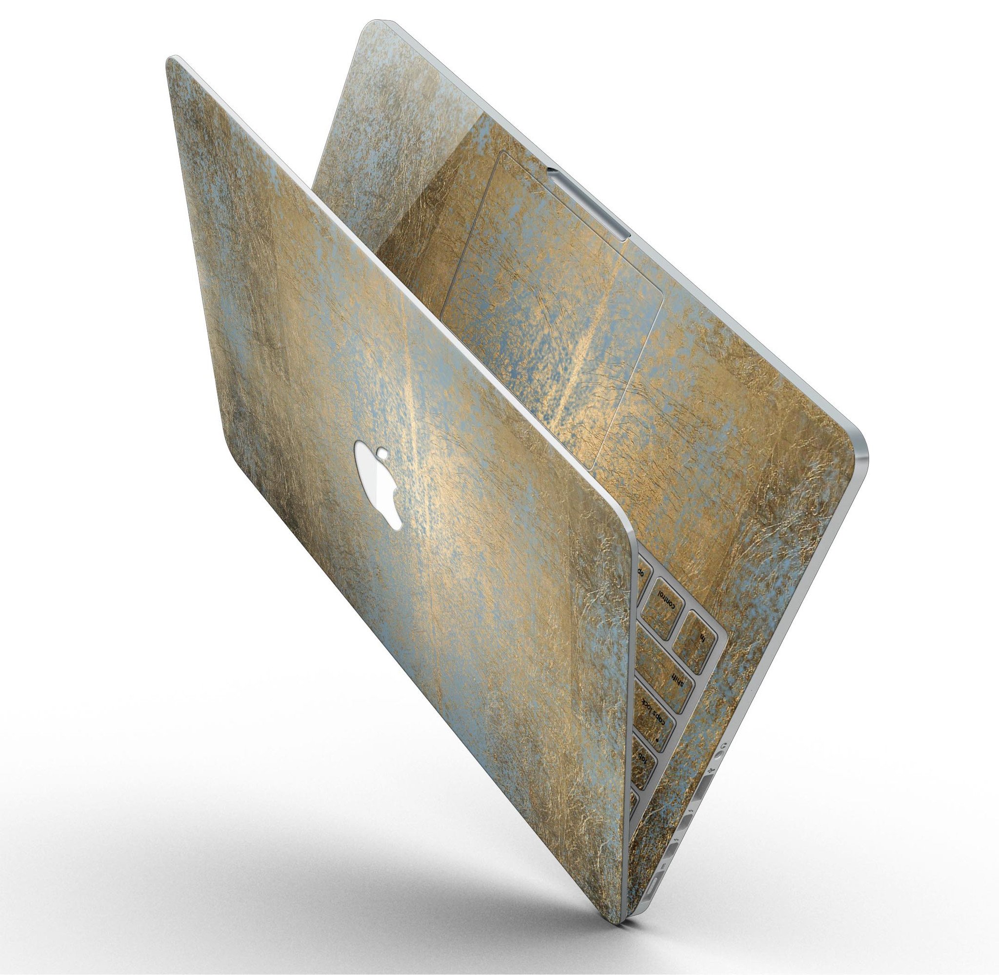 Gold Scratched Foil skin for MacBook Pro with Retina Display, showcasing a stylish design that protects the device.