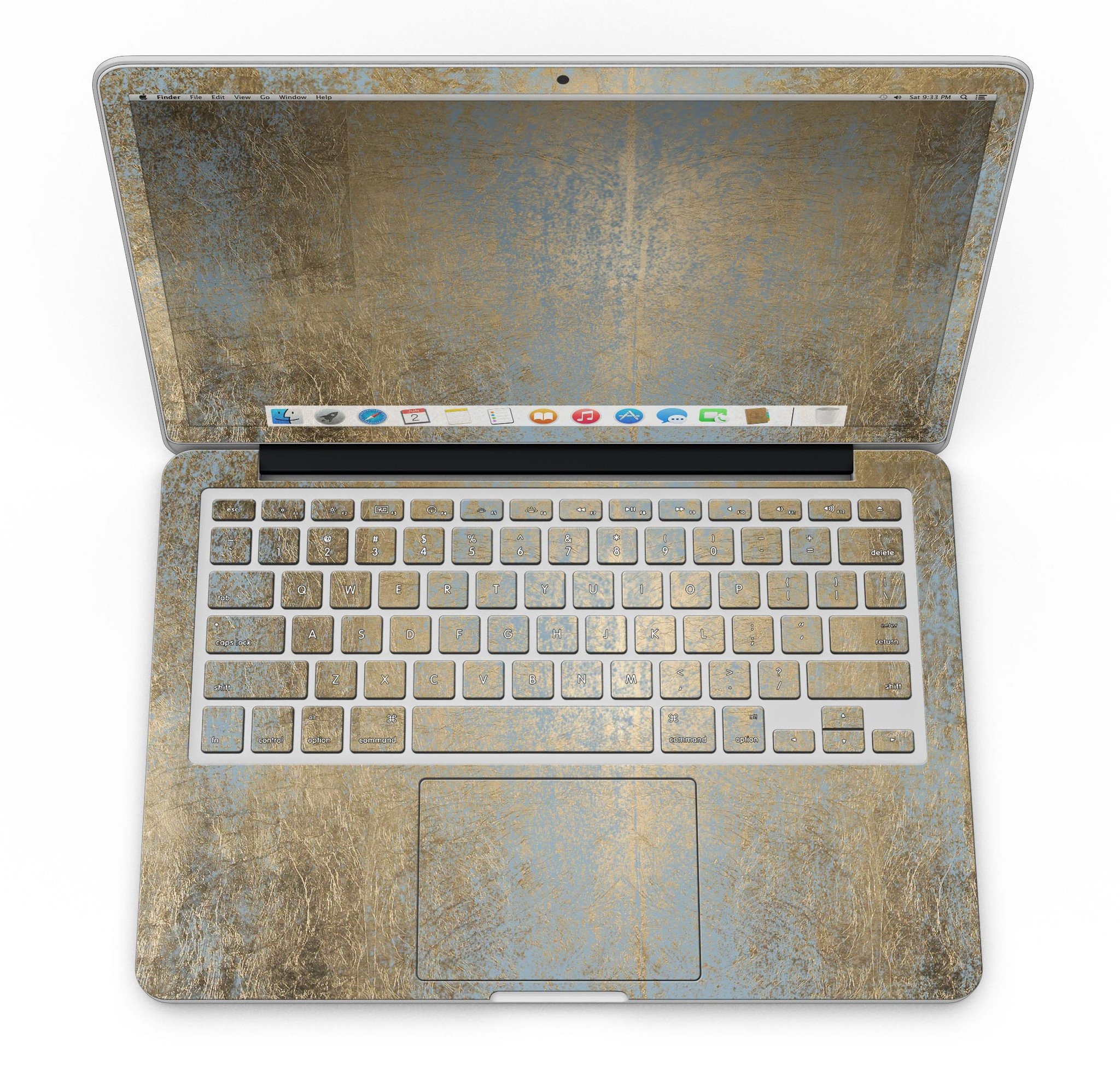 Gold Scratched Foil skin for MacBook Pro with Retina Display, showcasing a stylish design that protects the device.