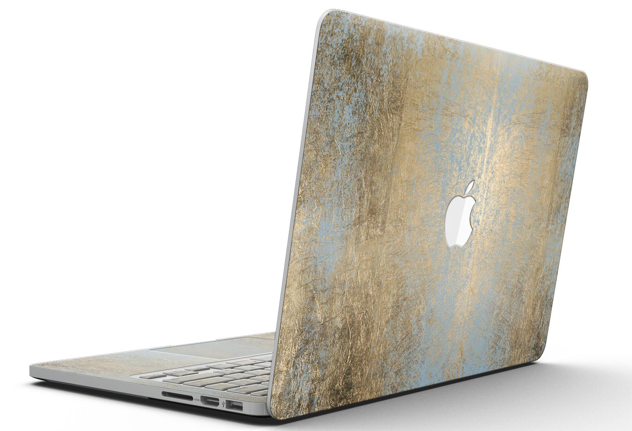 Gold Scratched Foil skin for MacBook Pro with Retina Display, showcasing a stylish design that protects the device.