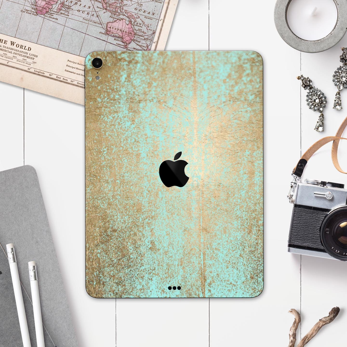 Gold Scratched Foil skin decal for Apple iPad Pro, showcasing a stylish design with premium 3M materials.