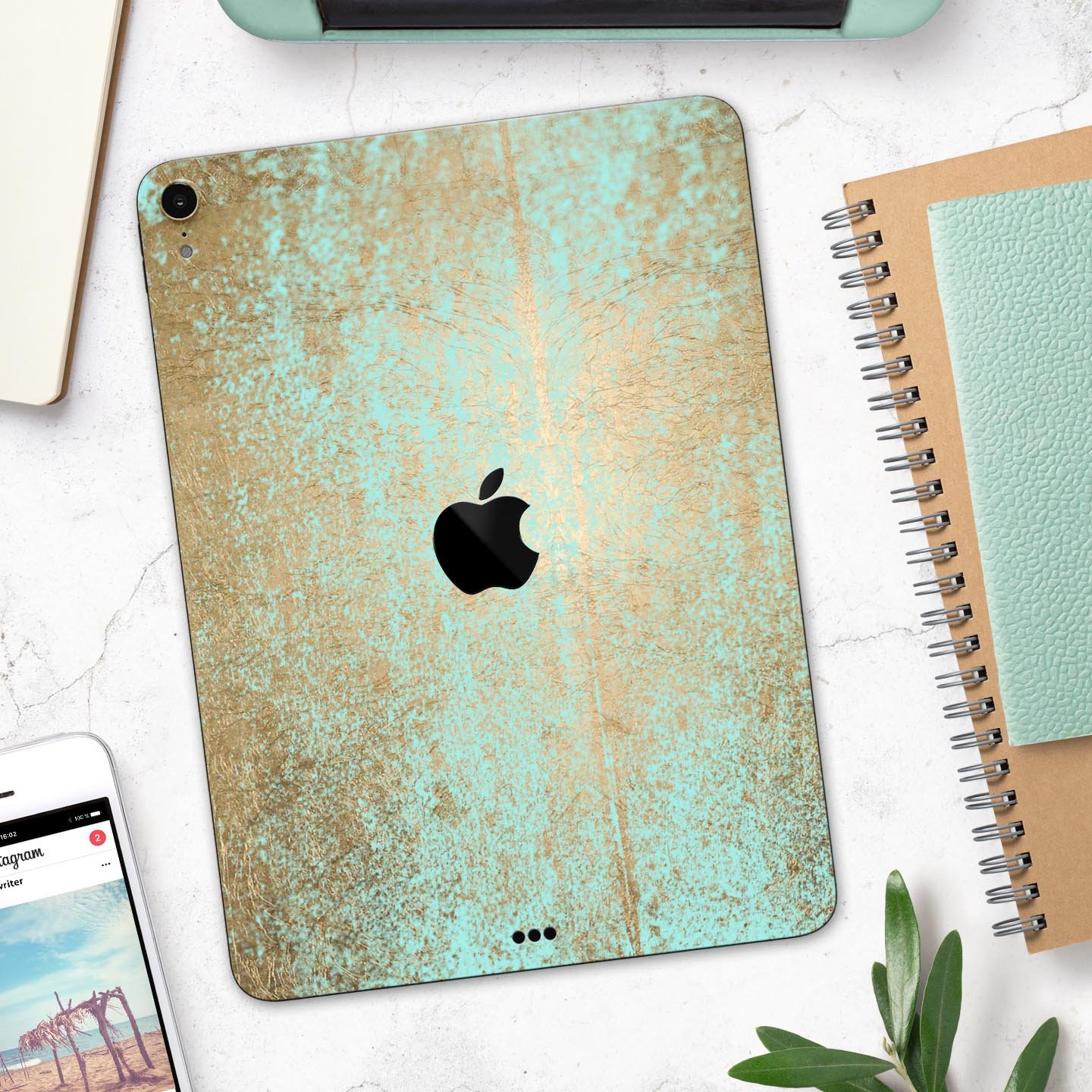 Gold Scratched Foil skin decal for Apple iPad Pro, showcasing a stylish design with premium 3M materials.