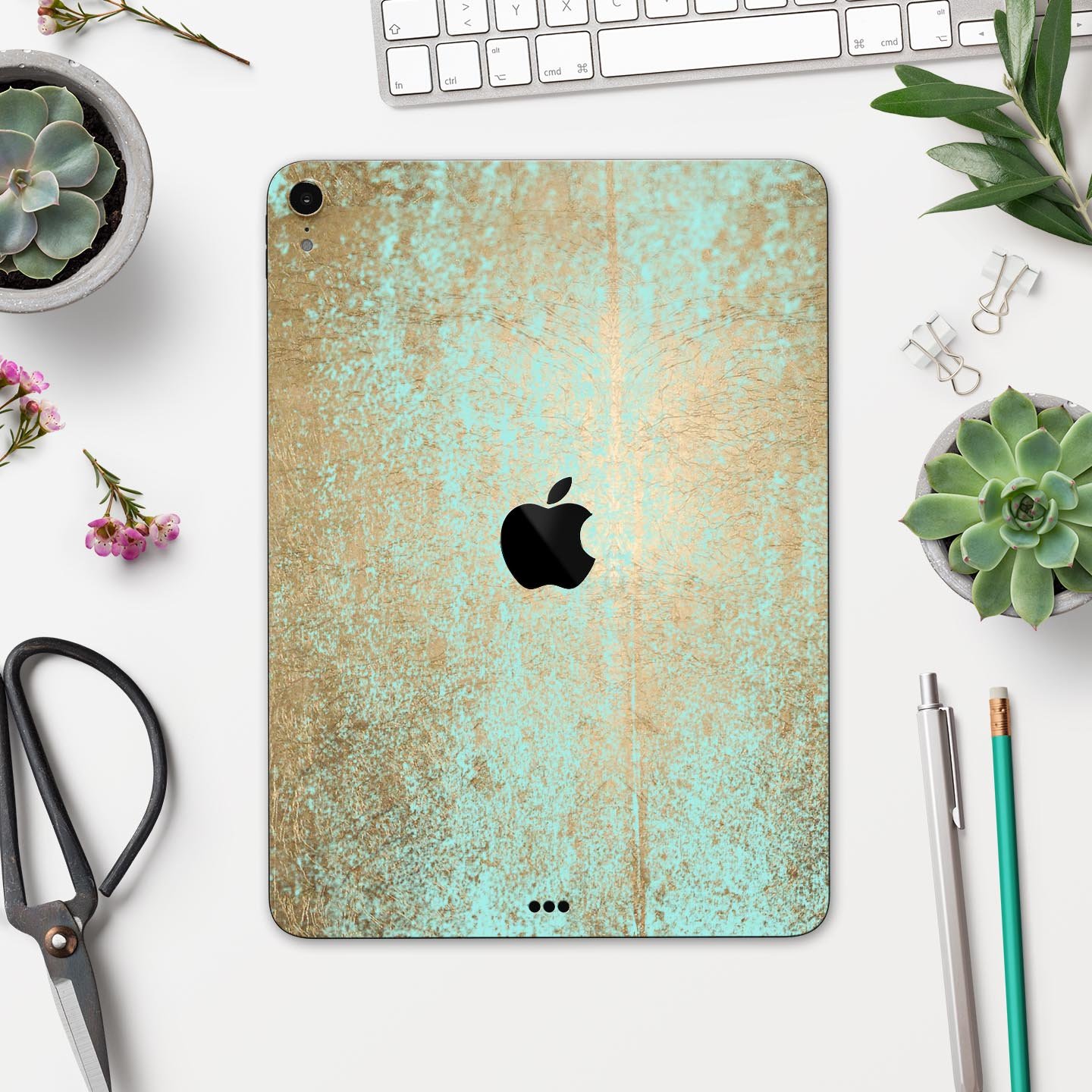 Gold Scratched Foil skin decal for Apple iPad Pro, showcasing a stylish design with premium 3M materials.