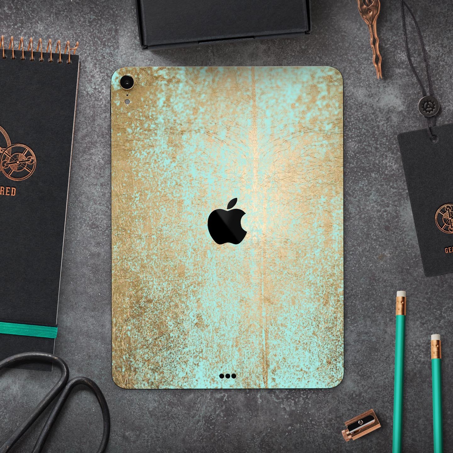 Gold Scratched Foil skin decal for Apple iPad Pro, showcasing a stylish design with premium 3M materials.