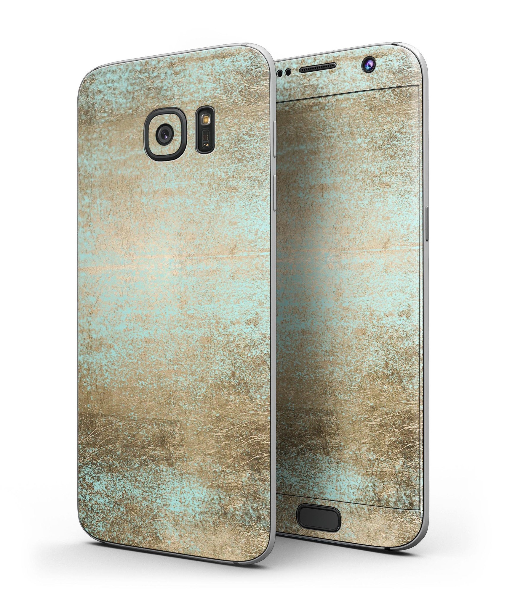 Gold Scratched Foil skin kit for Samsung Galaxy S7, showcasing a stylish design with full-body coverage.