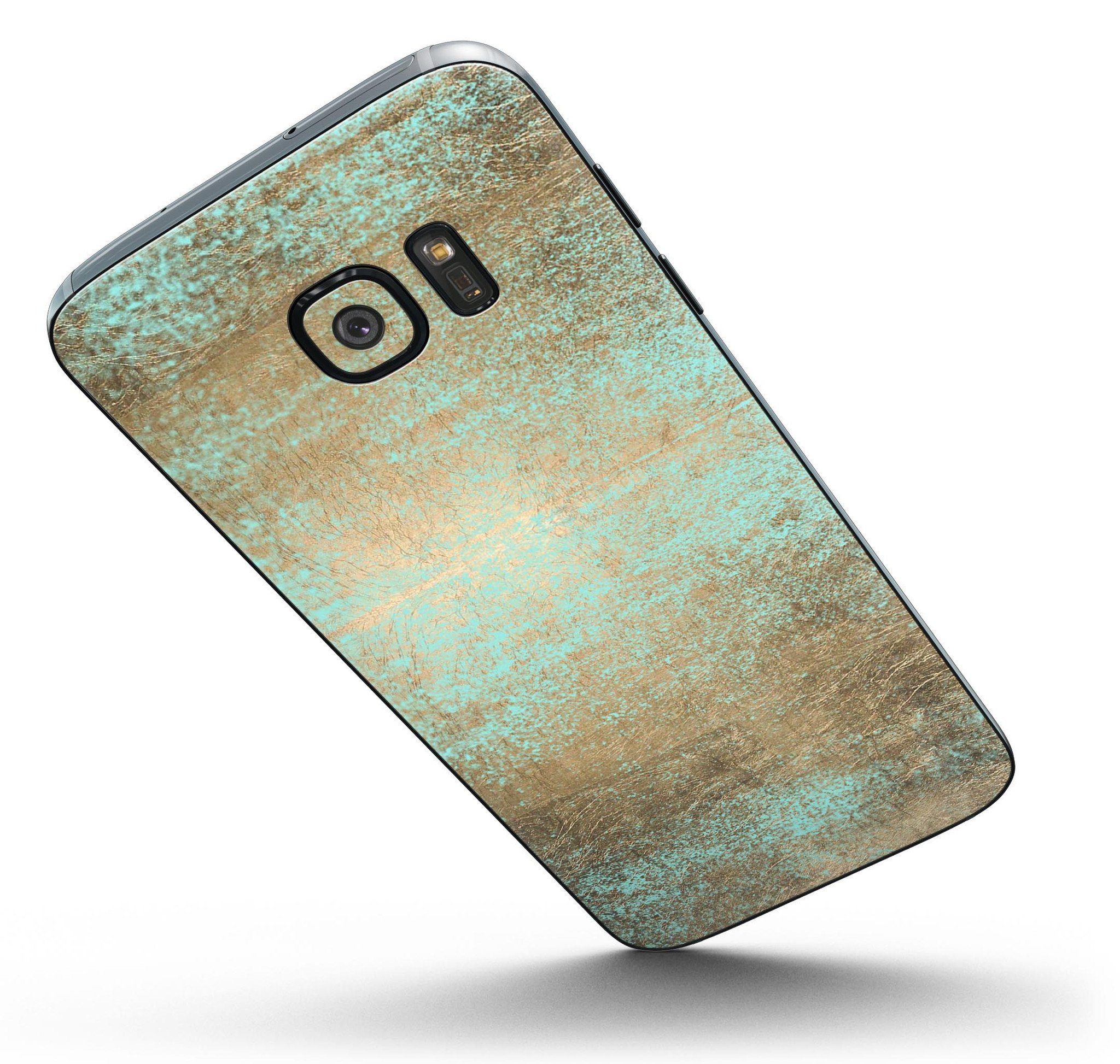 Gold Scratched Foil skin kit for Samsung Galaxy S7, showcasing a stylish design with full-body coverage.