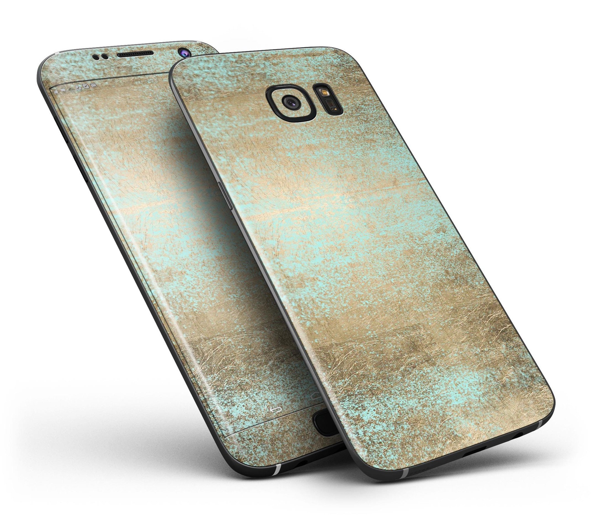 Gold Scratched Foil skin kit for Samsung Galaxy S7, showcasing a stylish design with full-body coverage.