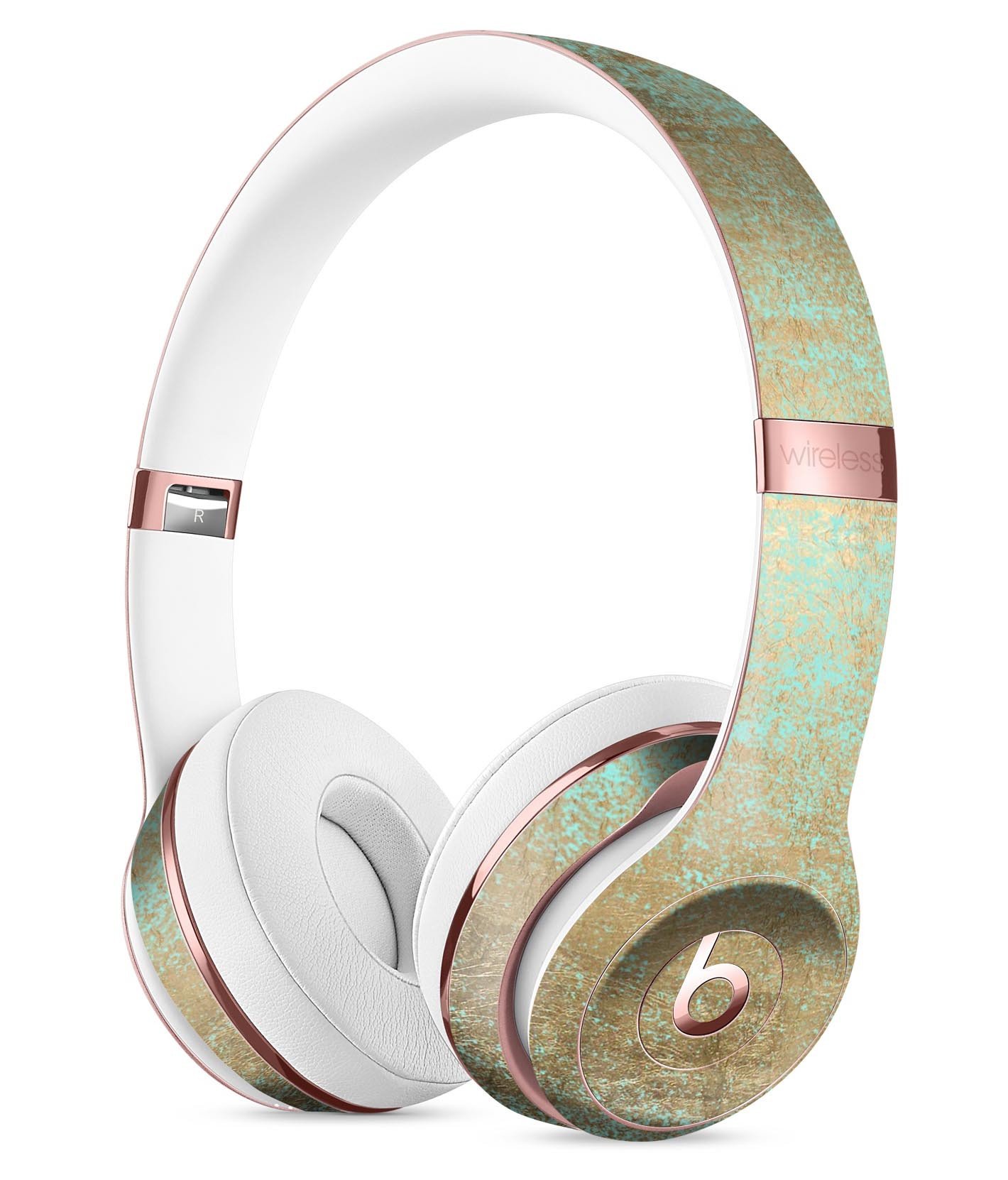 Gold Scratched Foil skin kit for Beats by Dre Solo 3 Wireless Headphones, showcasing a stylish design and precise fit.