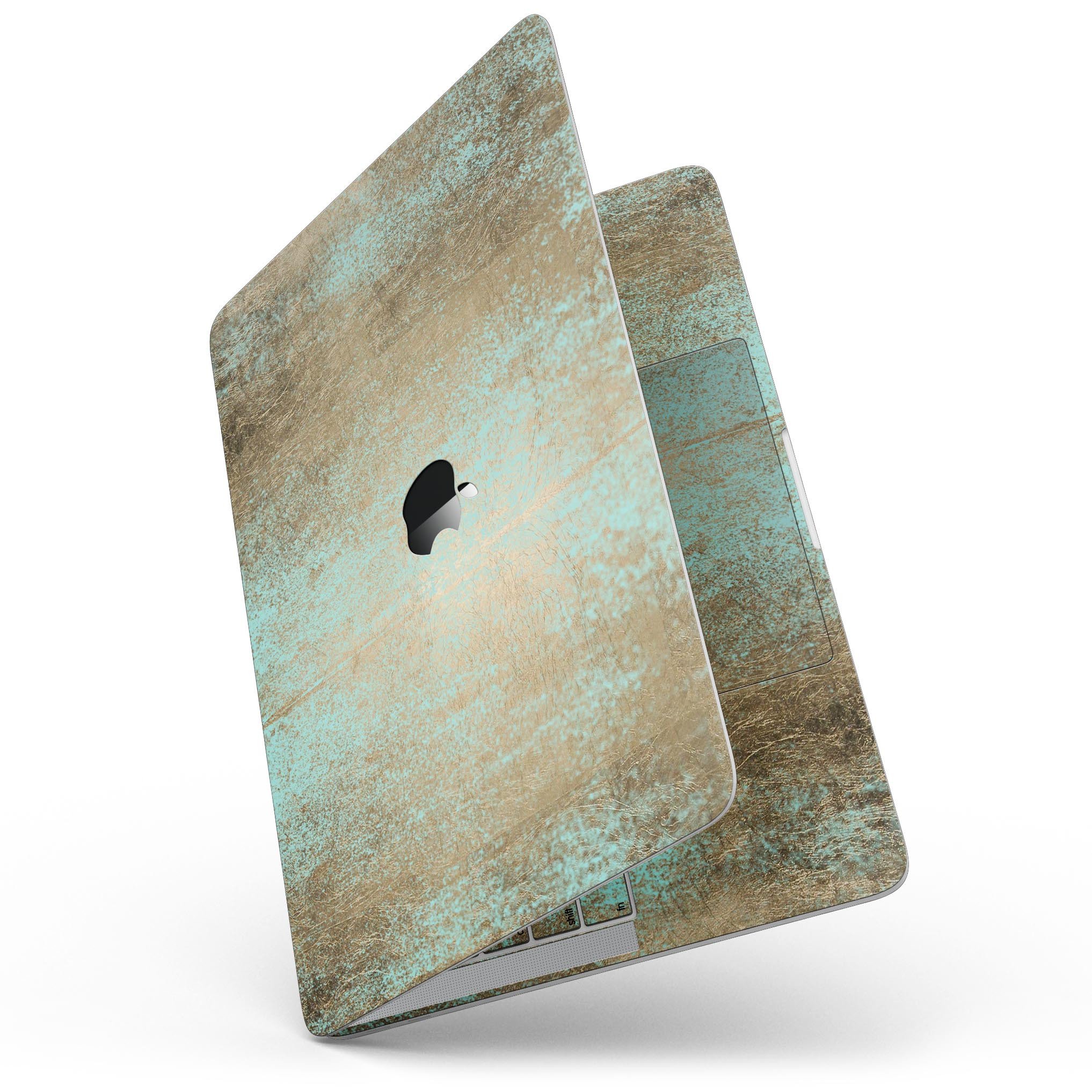 Gold Scratched Foil skin kit for MacBook Pro with Touch Bar, showcasing a stylish design and premium vinyl material.