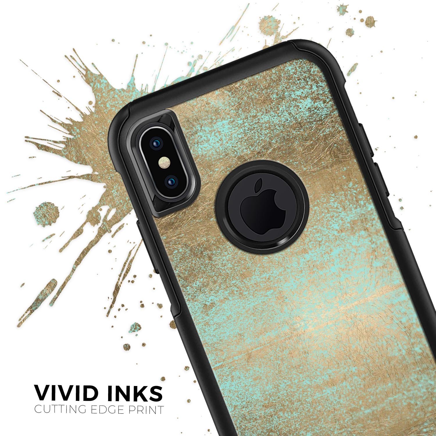 Gold Scratched Foil v4 Skin Kit for iPhone OtterBox Cases, showcasing a stylish scratched foil design on a sleek surface.