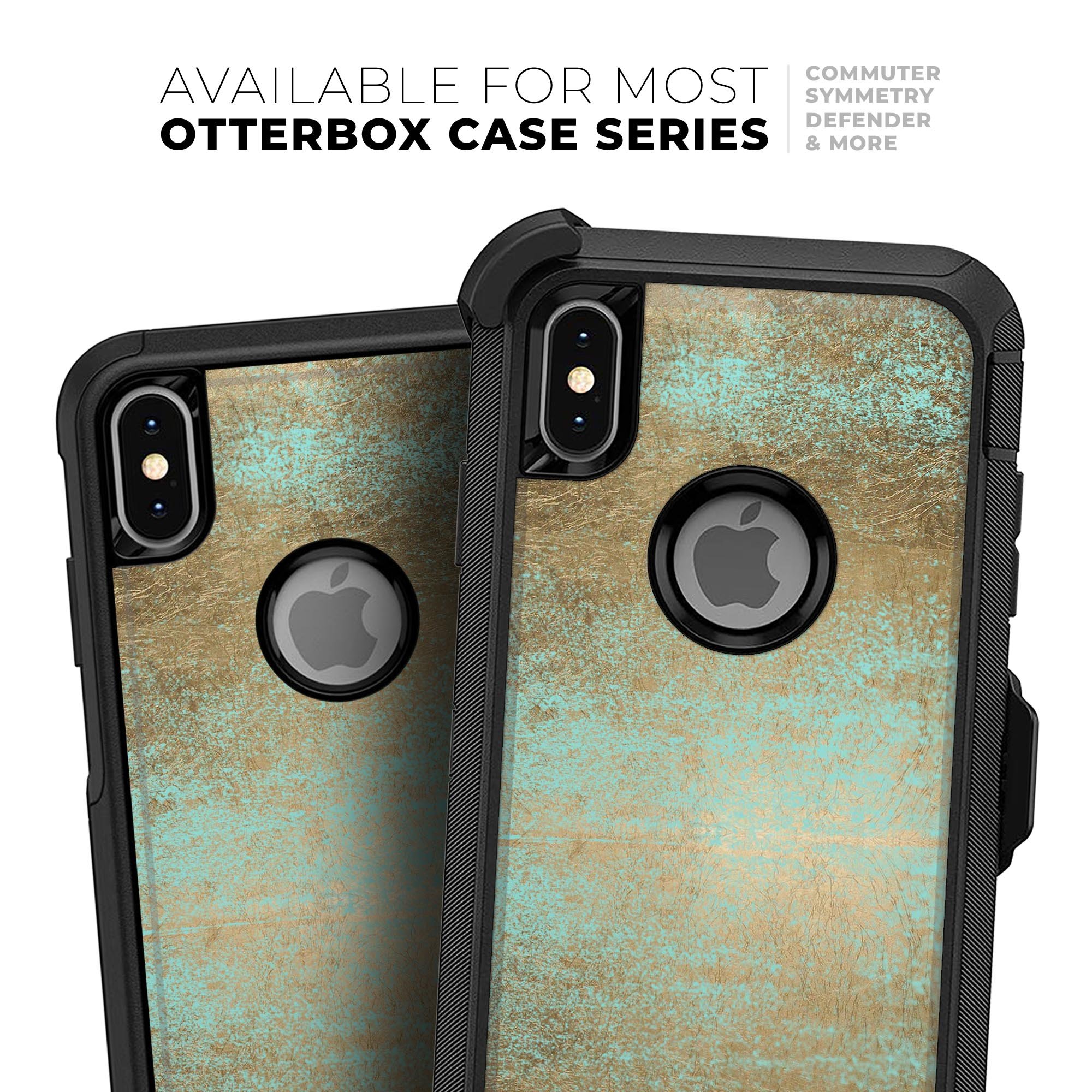 Gold Scratched Foil v4 Skin Kit for iPhone OtterBox Cases, showcasing a stylish scratched foil design on a sleek surface.