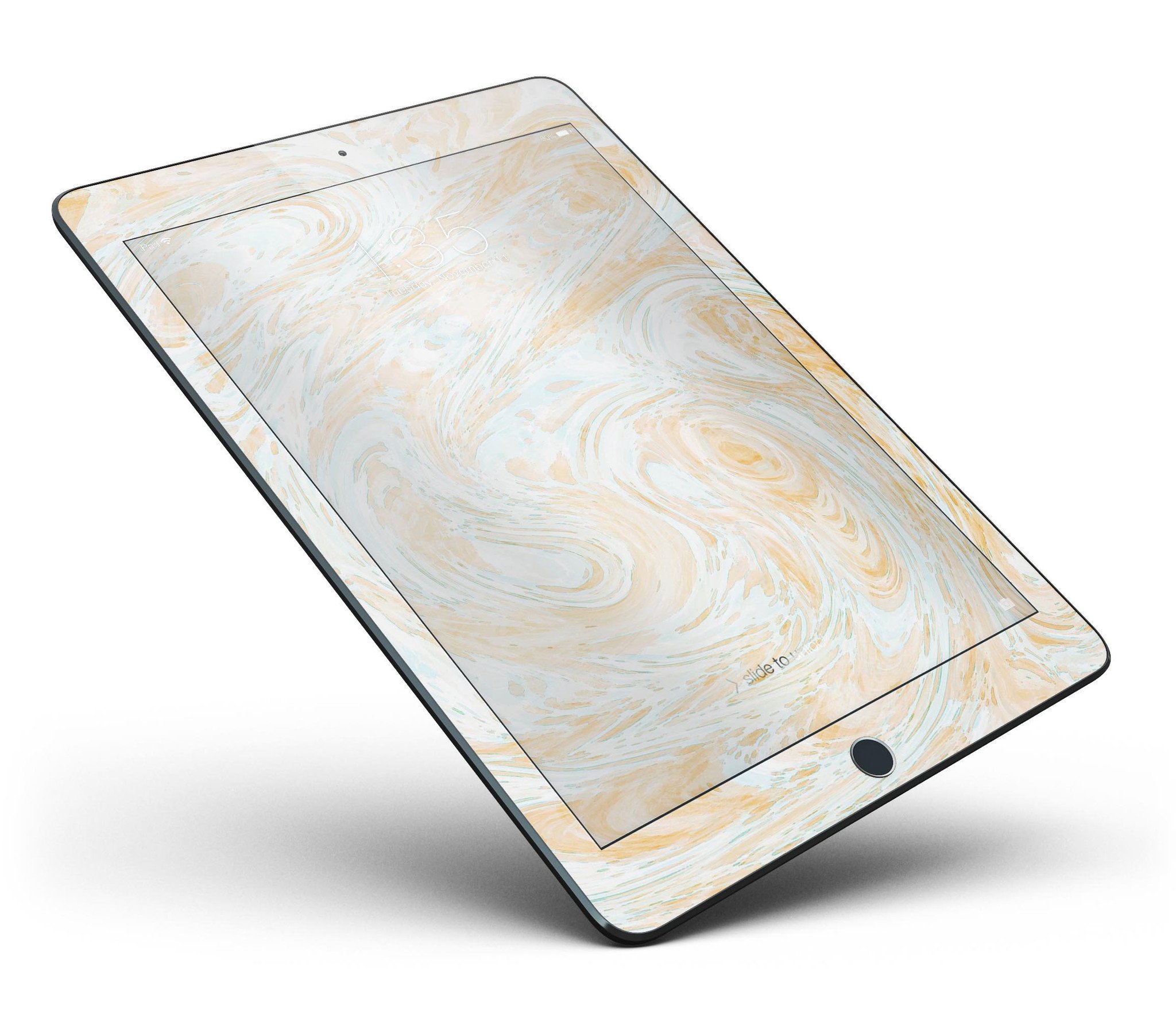 Gold Slate Marble Surface V18 Full Body Skin for iPad Pro, showcasing a stylish marble design with premium vinyl texture.