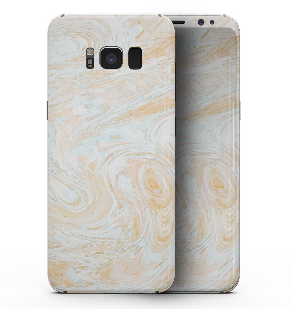 Gold Slate Marble Skin Kit for Samsung Galaxy S8, showcasing a stylish marble design that fits the device perfectly.