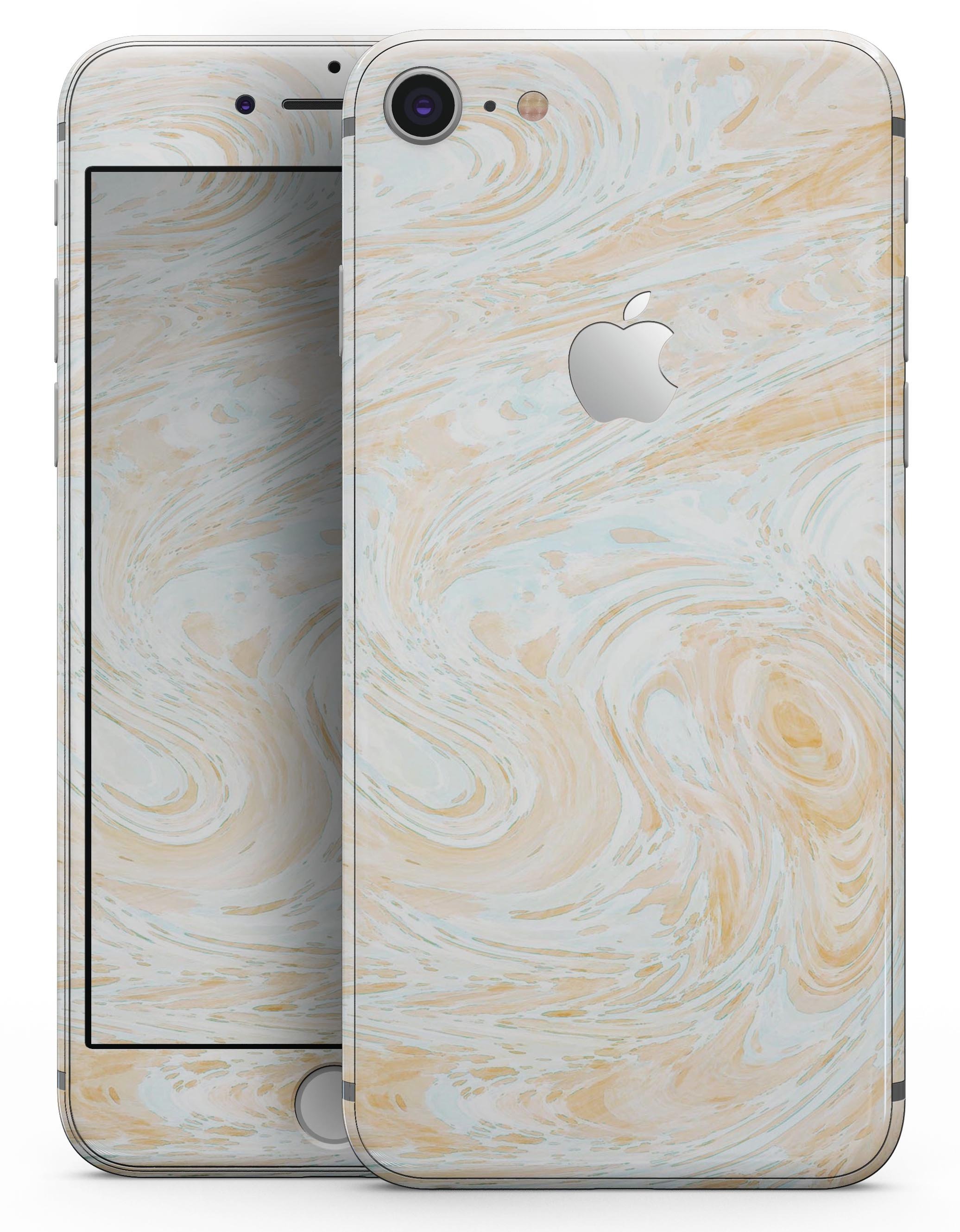 Gold Slate Marble Surface V18 skin for iPhone 8 and 8 Plus, showcasing a stylish marble design with a premium vinyl finish.