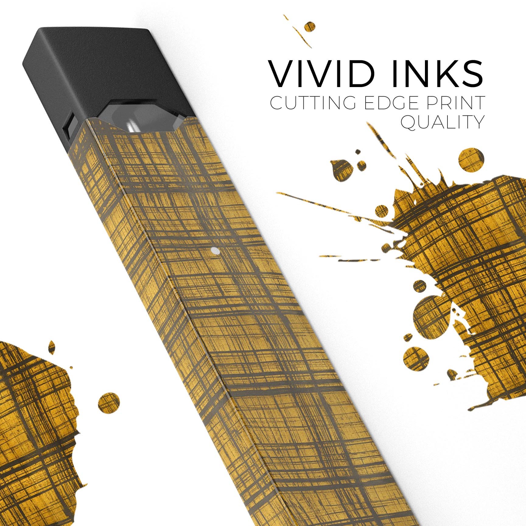 Gold Standard Plaid skin-wrap sticker designed for JUUL vaping device, featuring a stylish plaid pattern and precision cut for a perfect fit.