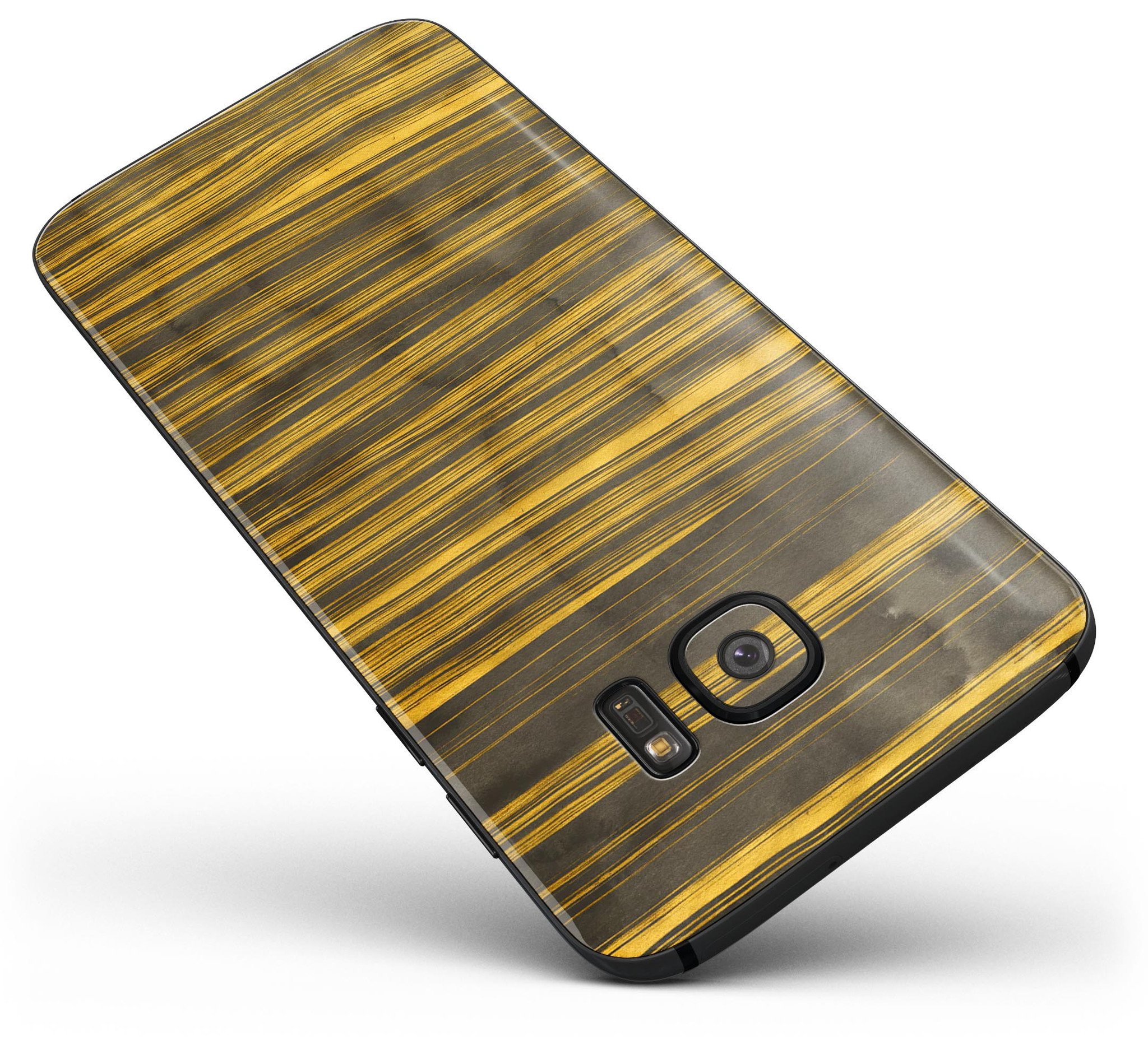 Gold Standard ZebraWood Full Body Skin-Kit for Samsung Galaxy S7, showcasing its stylish wood grain design and precision fit.