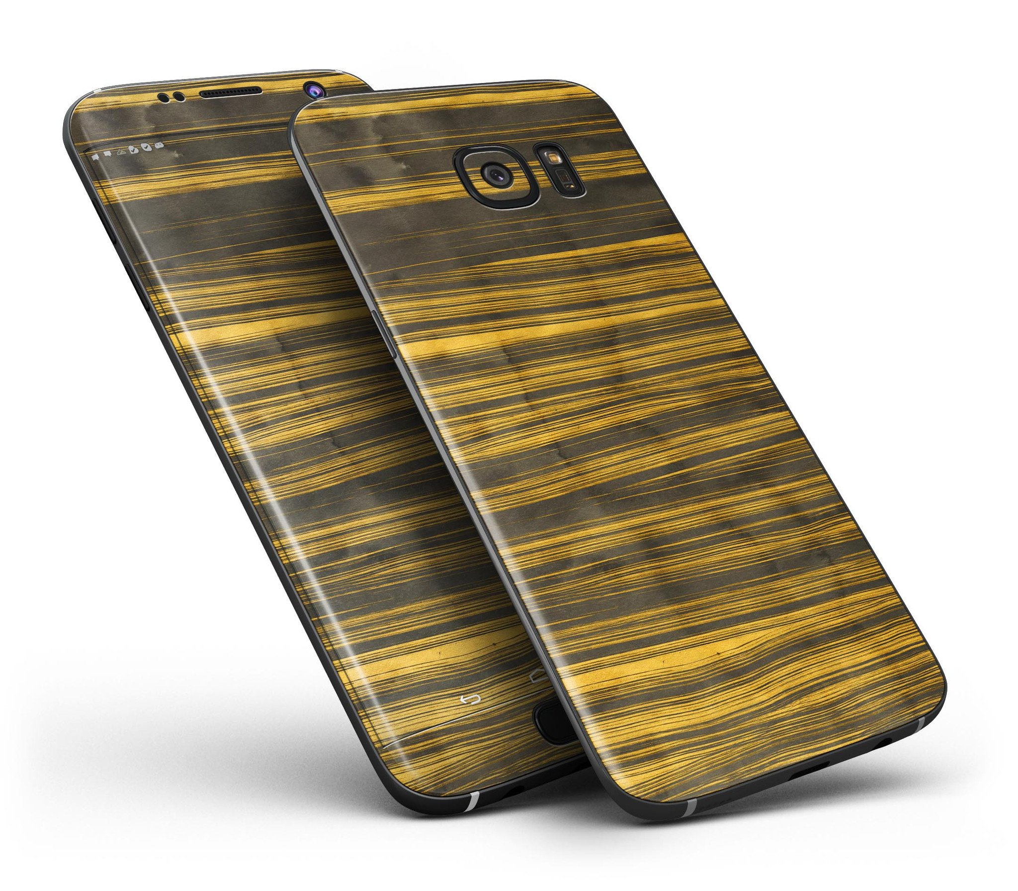 Gold Standard ZebraWood Full Body Skin-Kit for Samsung Galaxy S7, showcasing its stylish wood grain design and precision fit.