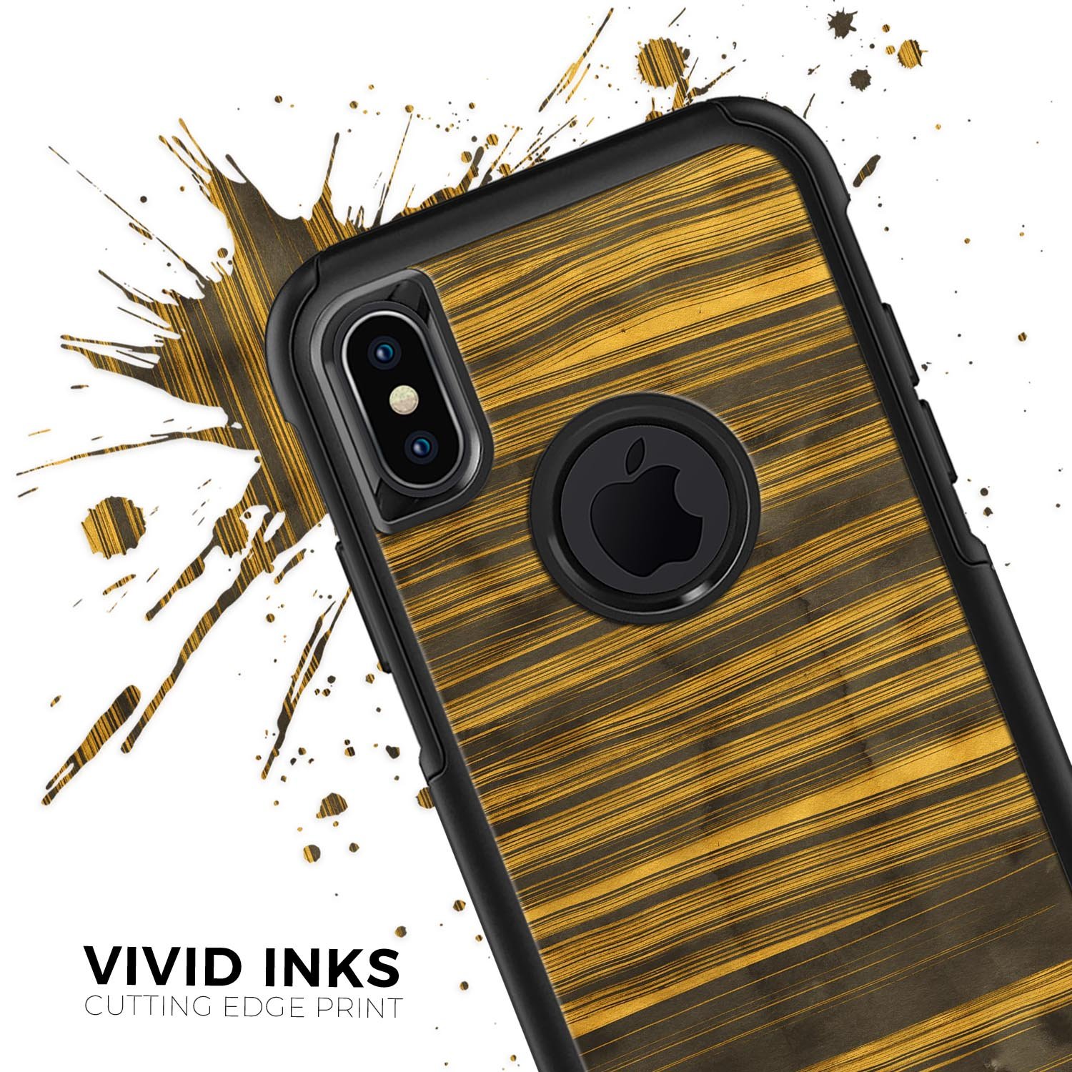 Gold Standard ZebraWood Skin Kit for iPhone OtterBox cases, showcasing a stylish zebra wood design with a premium finish.