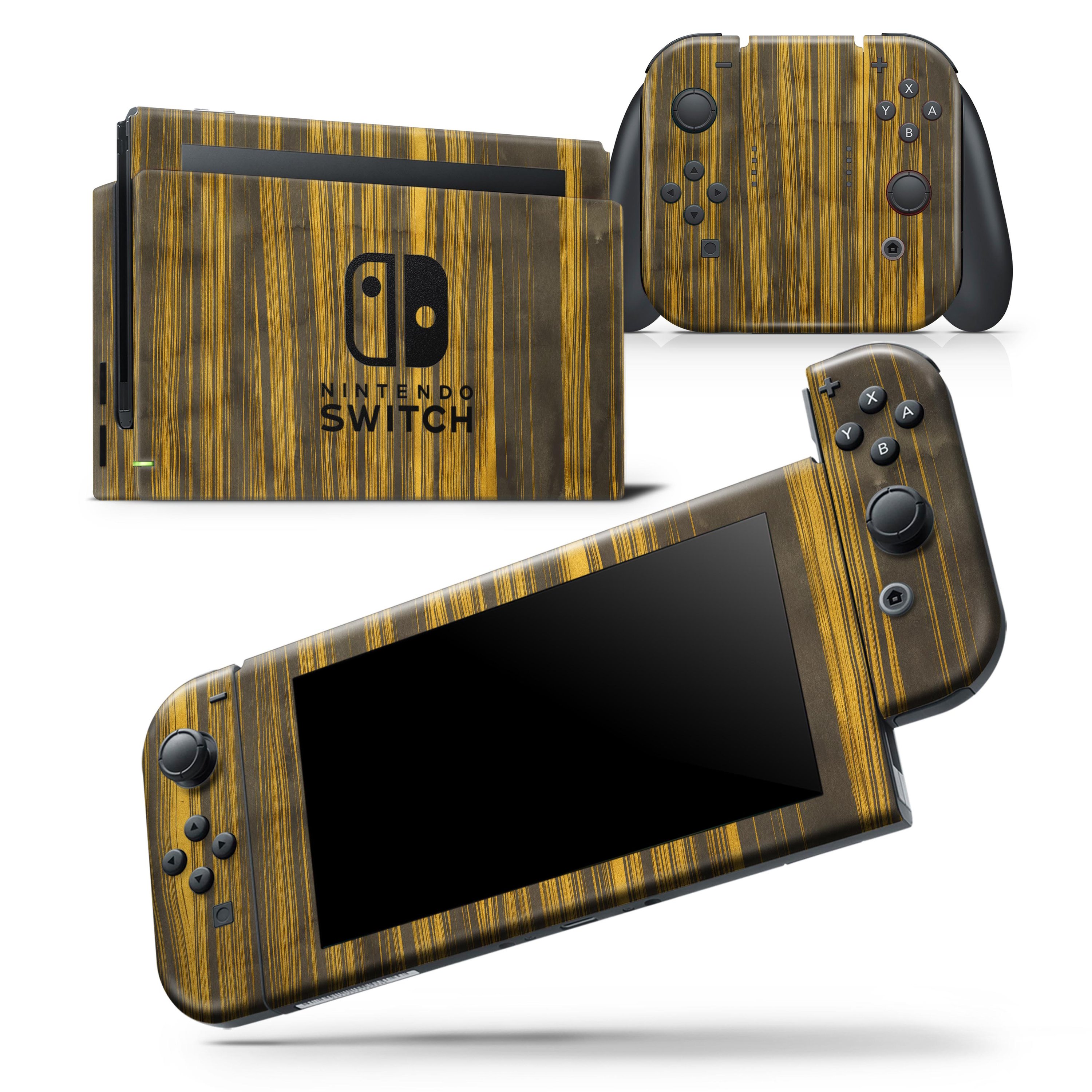 Gold Standard ZebraWood skin wrap decal for Nintendo Switch Lite, showcasing a unique wood grain design for stylish protection.